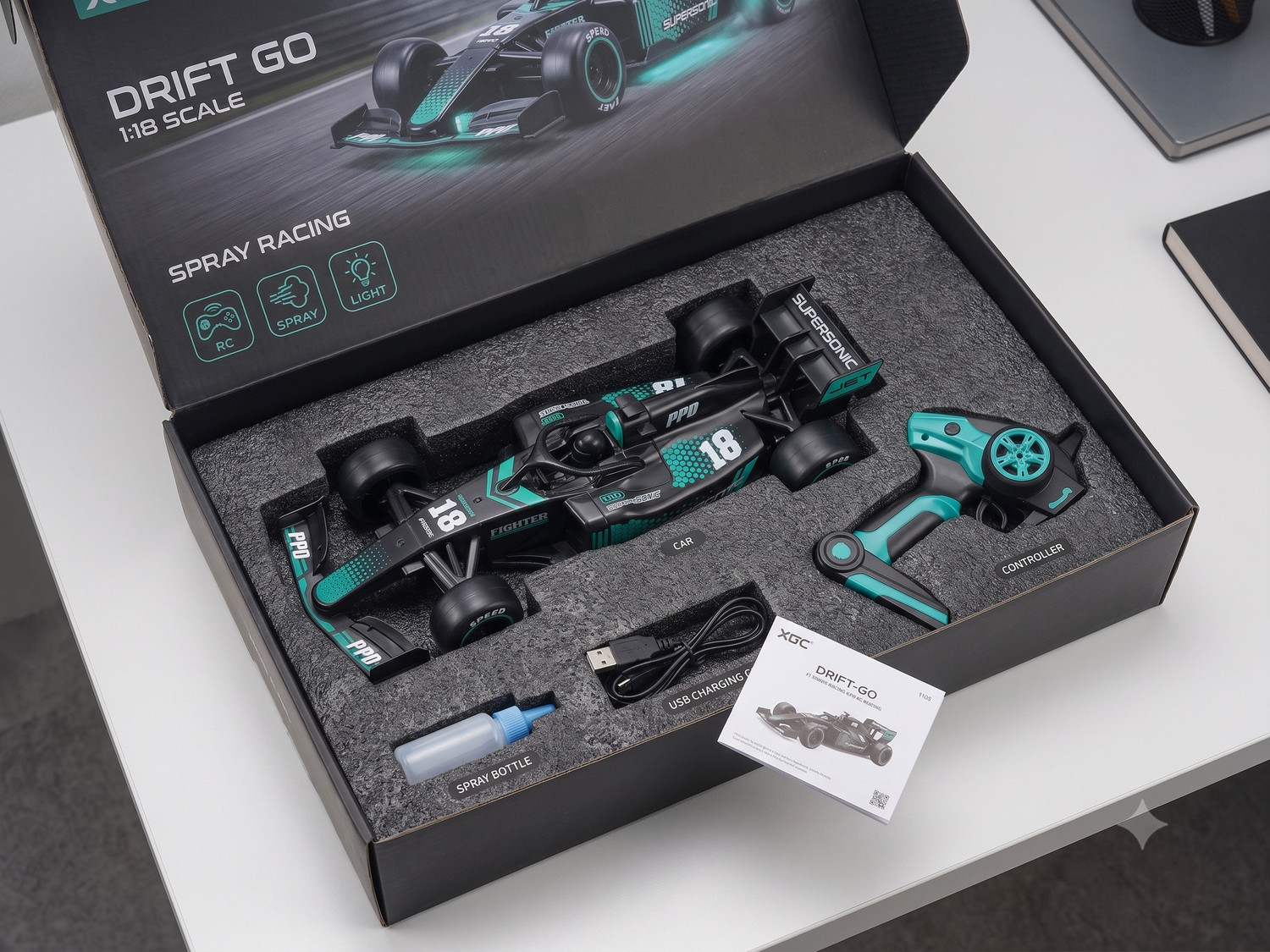 Image of Autonexus F1 Remote Control Drift Racing Car with Mist Spray Smoke Effect & LED Lights