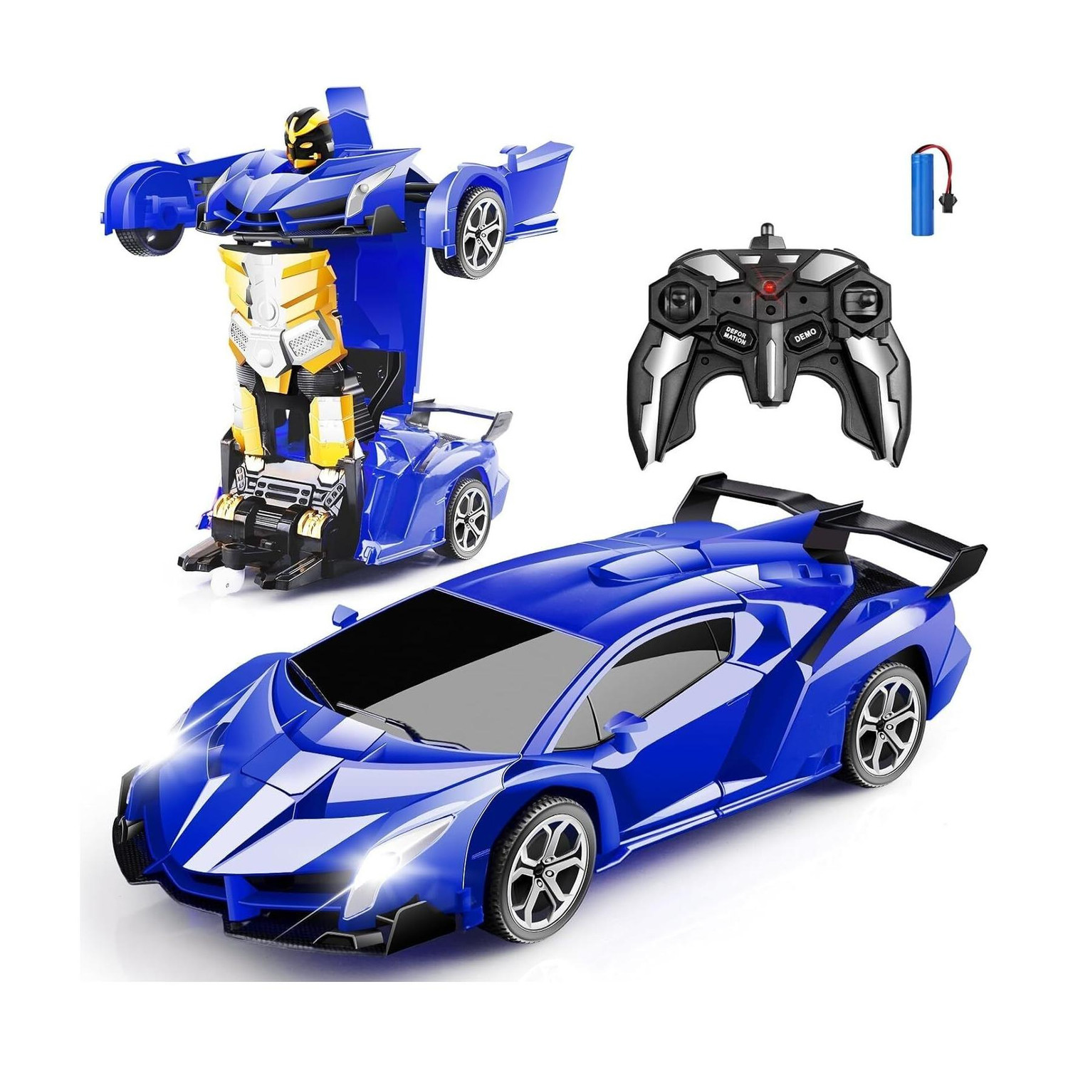 Image of PAPASpace 2-in-1 Transforming RC Car Robot One Click Deformation 360 Rotation Rechargeable (Blue)