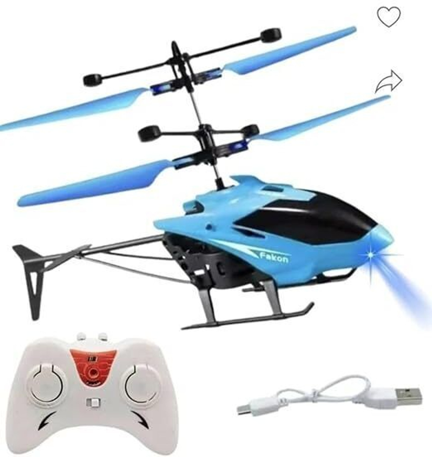 Image of Zenvy Kids Hand Sensor RC Helicopter - Rechargeable Flying Drone Toy with USB Cable