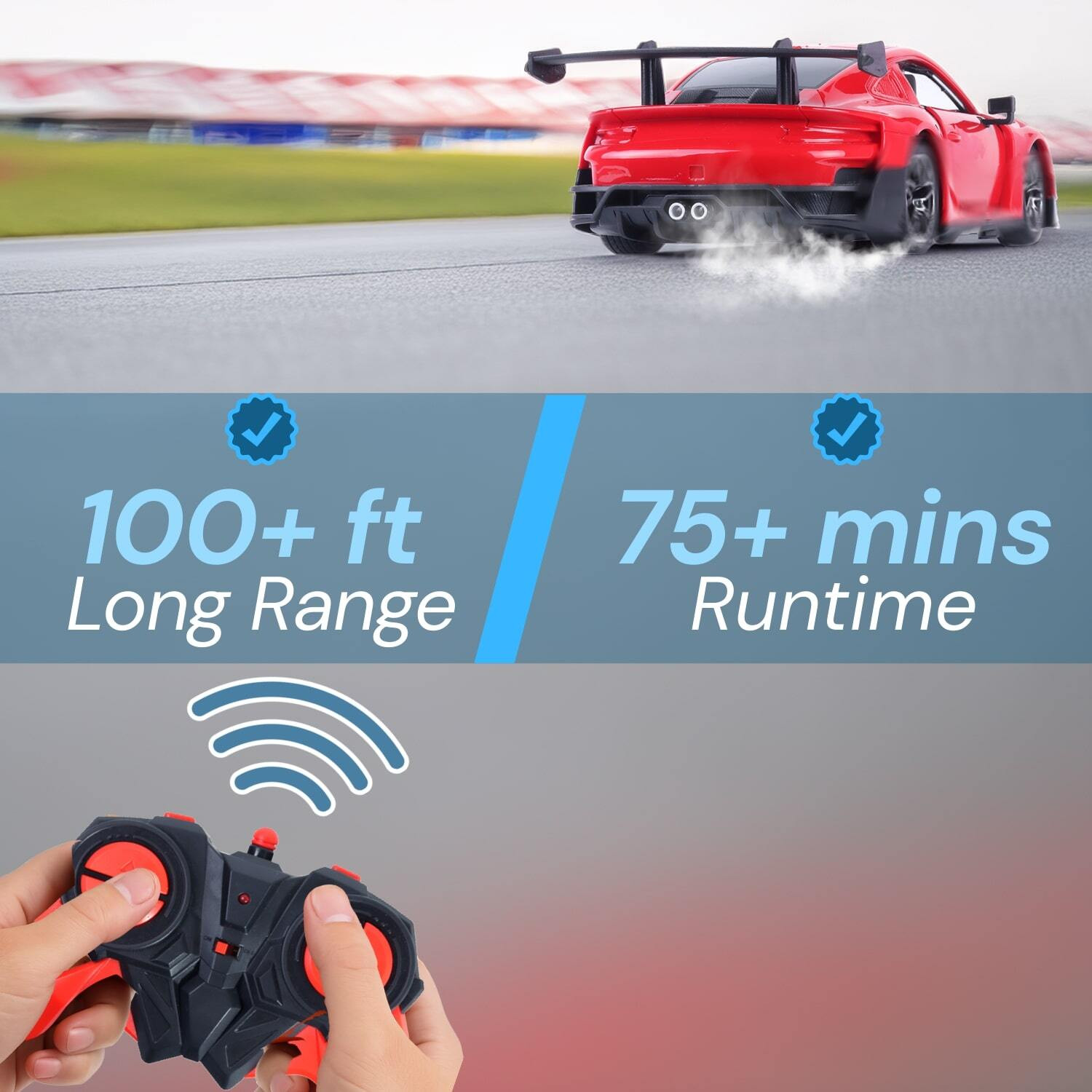 Image of frendo Door Opening Rechargeable RC Car 2.4G Remote (100+ ft) Por Red