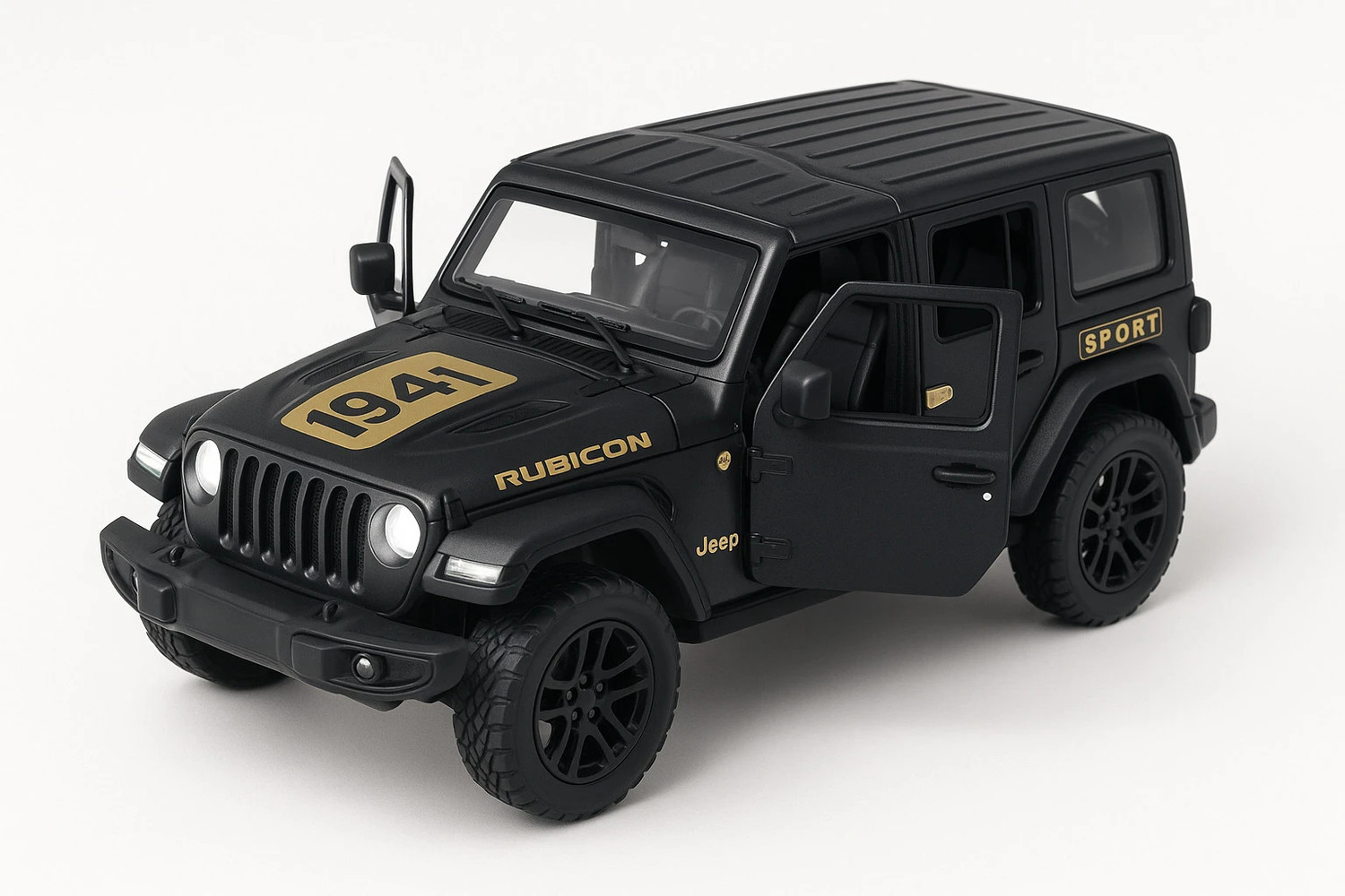 Image of crezor toys 1:32 Scale Rubicon Car Diecast Model Sound and Light Pull Back Cars