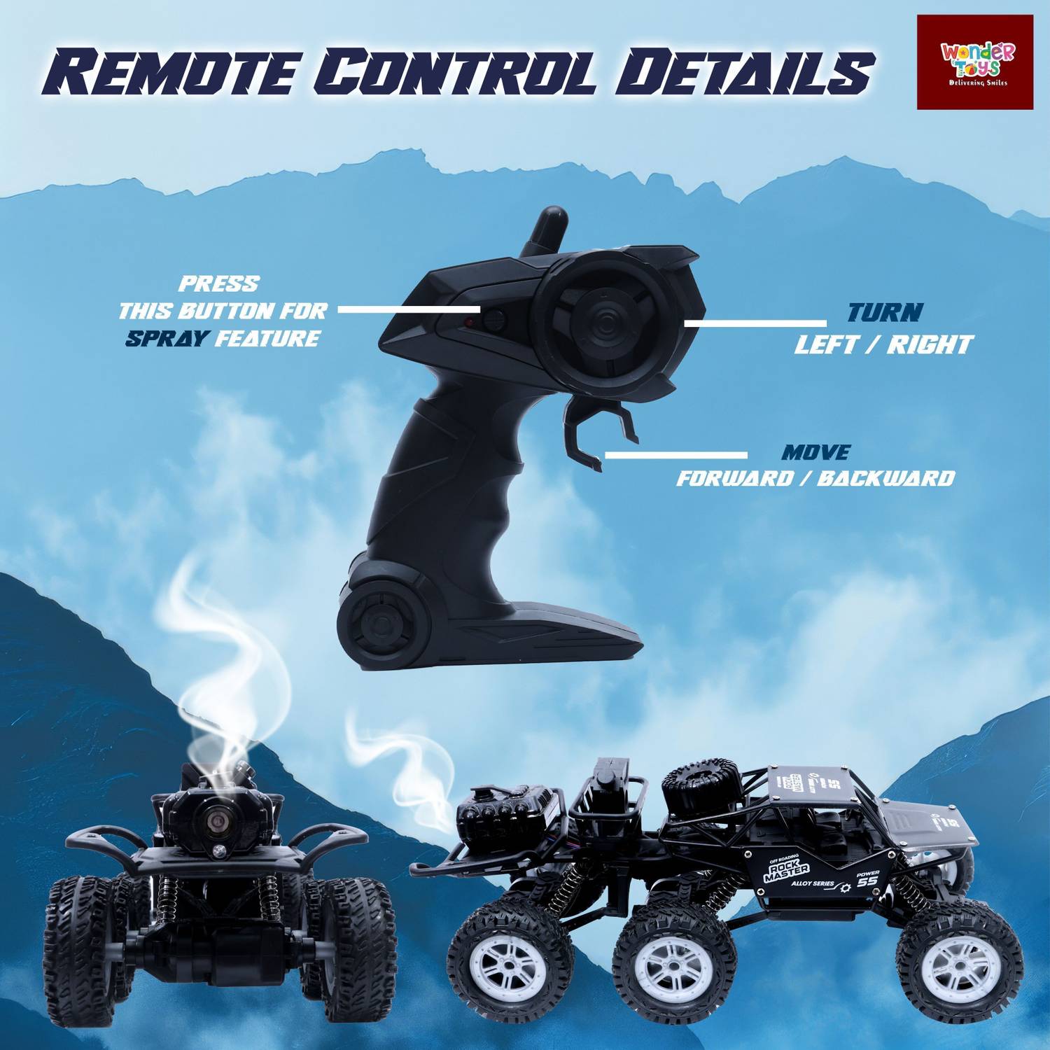Wonder Remote Control Smoke Rock Crawler 6x6 - Image 5
