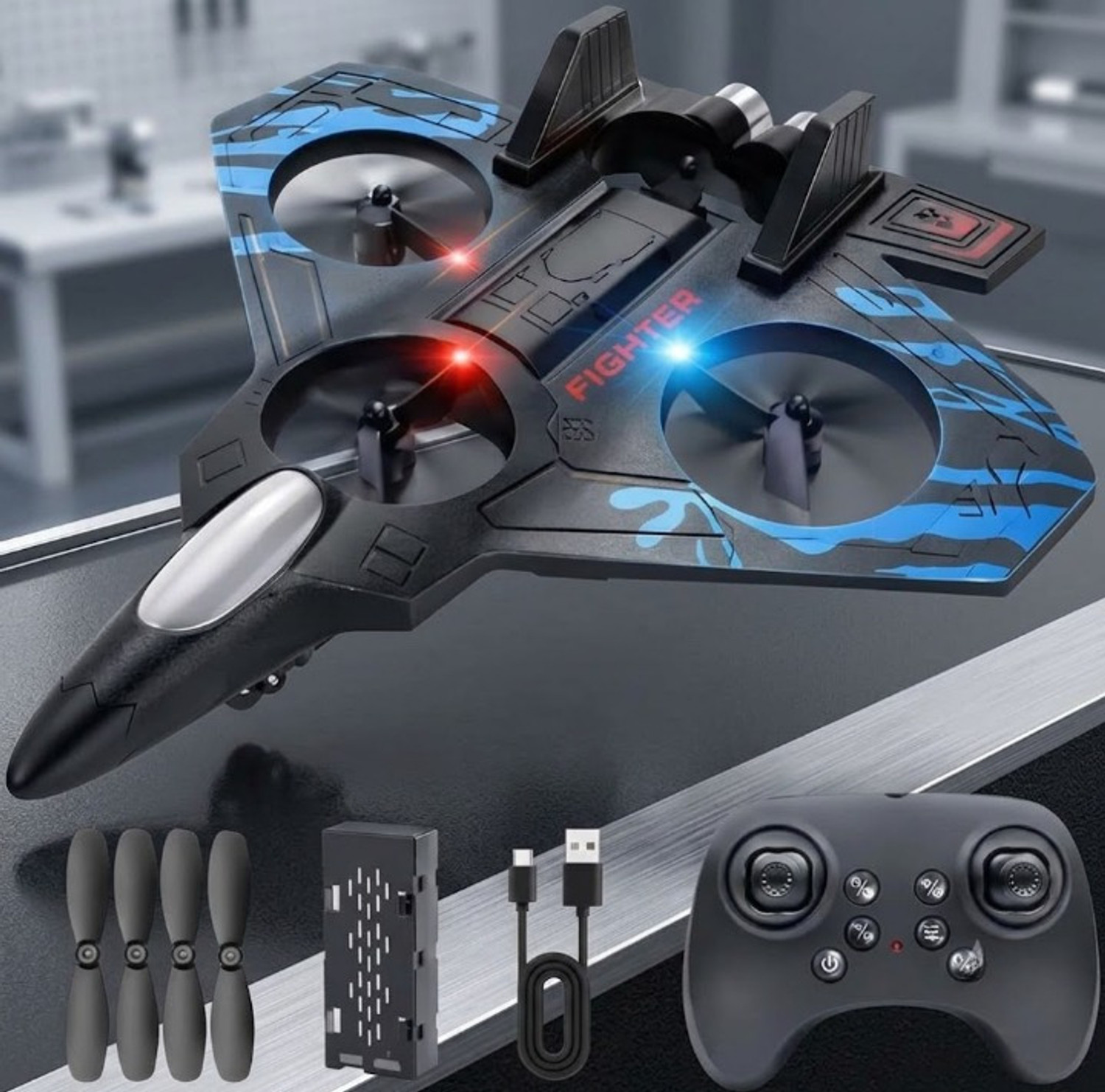 Image of 1542 store AeroBlaze Foam RC Fighter Plane 2.4GHz Remote Control Flying Airplane