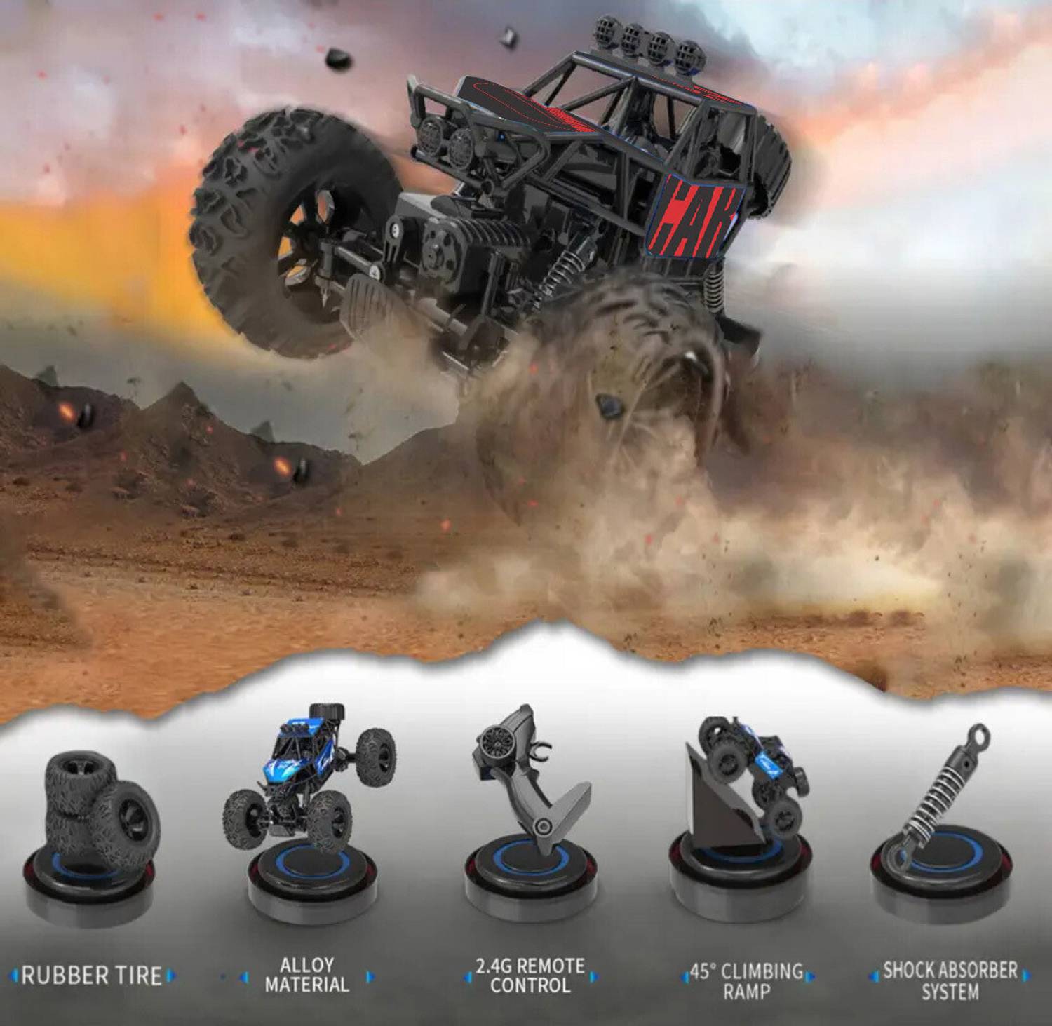 CADDLE & TOES 1:20 Scale Rock Car with Remote Control - Image 3