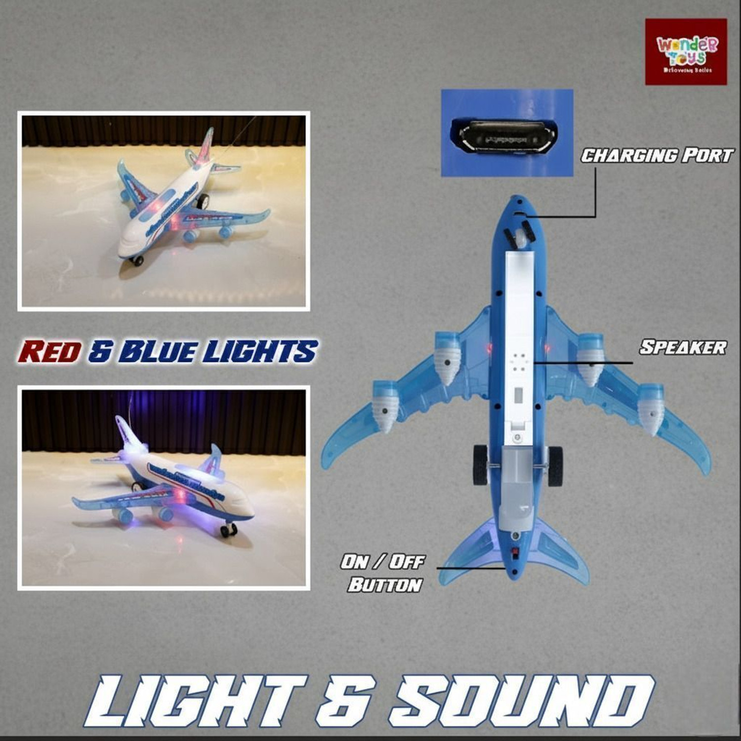 Image of Wonder Aeroplane Toy A-787 Airbus Full-Body Lights & Realistic Sounds for Kids