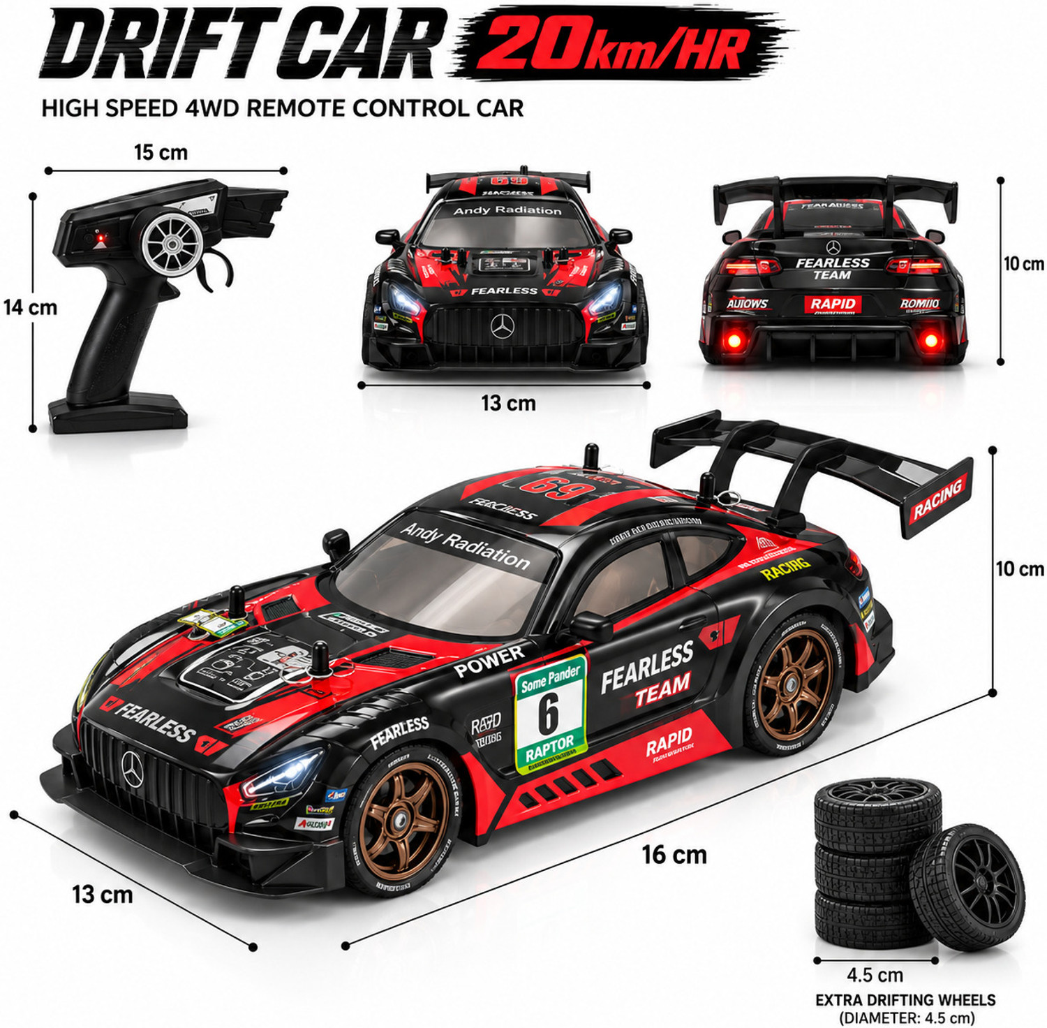 Image of MEMOBEES High Speed Remote Control Drift Car | Rechargeable Battery | 20 Kmph