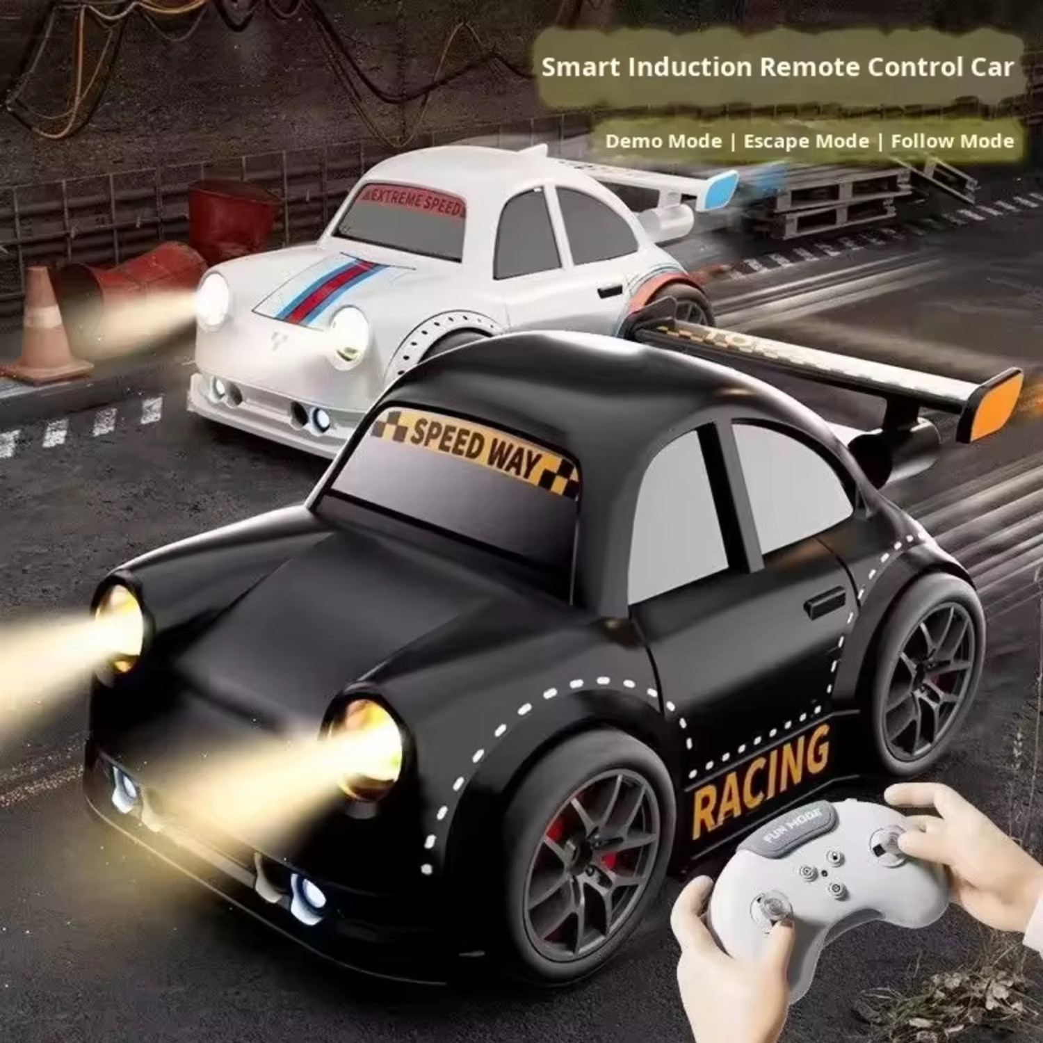 Image of yuvika Remote Control Drift Smart Sensor Drift Car with Led Lights & Music for kids