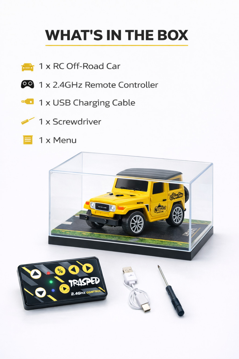 Image of GKNEX 1:64 Metal RC SUV Toy For Kids Lights Sound App & Remote Control