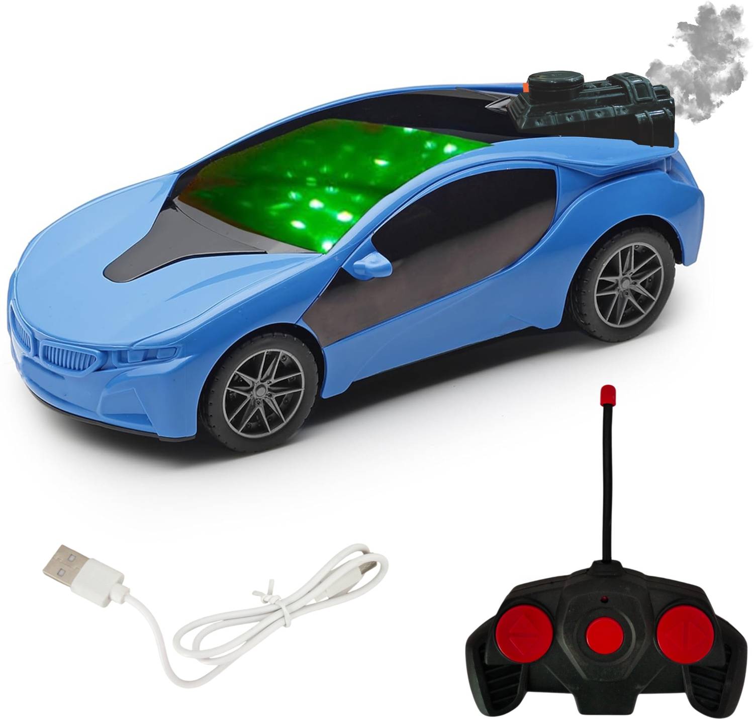 ABYZ Famous Racing Car Remote Control with LED Spray Smoke, Age 3+ Years (Blue)