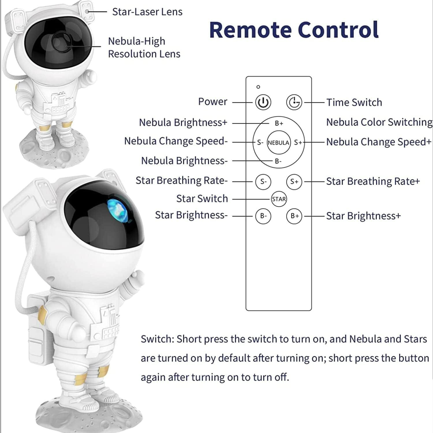 Image of Evozon Galaxy Light Astronaut Space Star Projector Nebula Adjustable Head Night Lamp (66 lm) Portable Projector