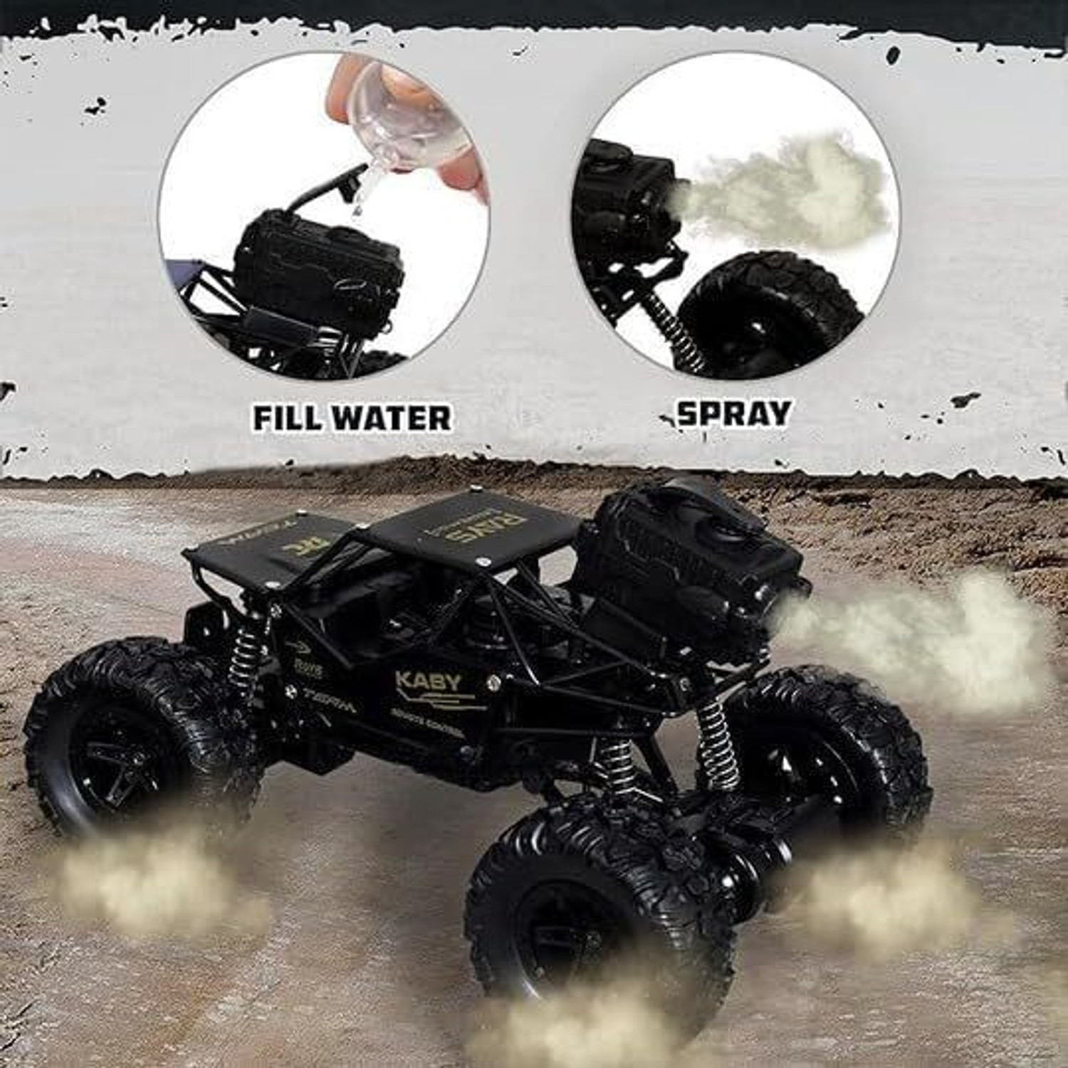 Image of ZUNBELLA Remote Control Rock Monster Car 1:18 Scale Rechargeable Car Toy With Mist Spray