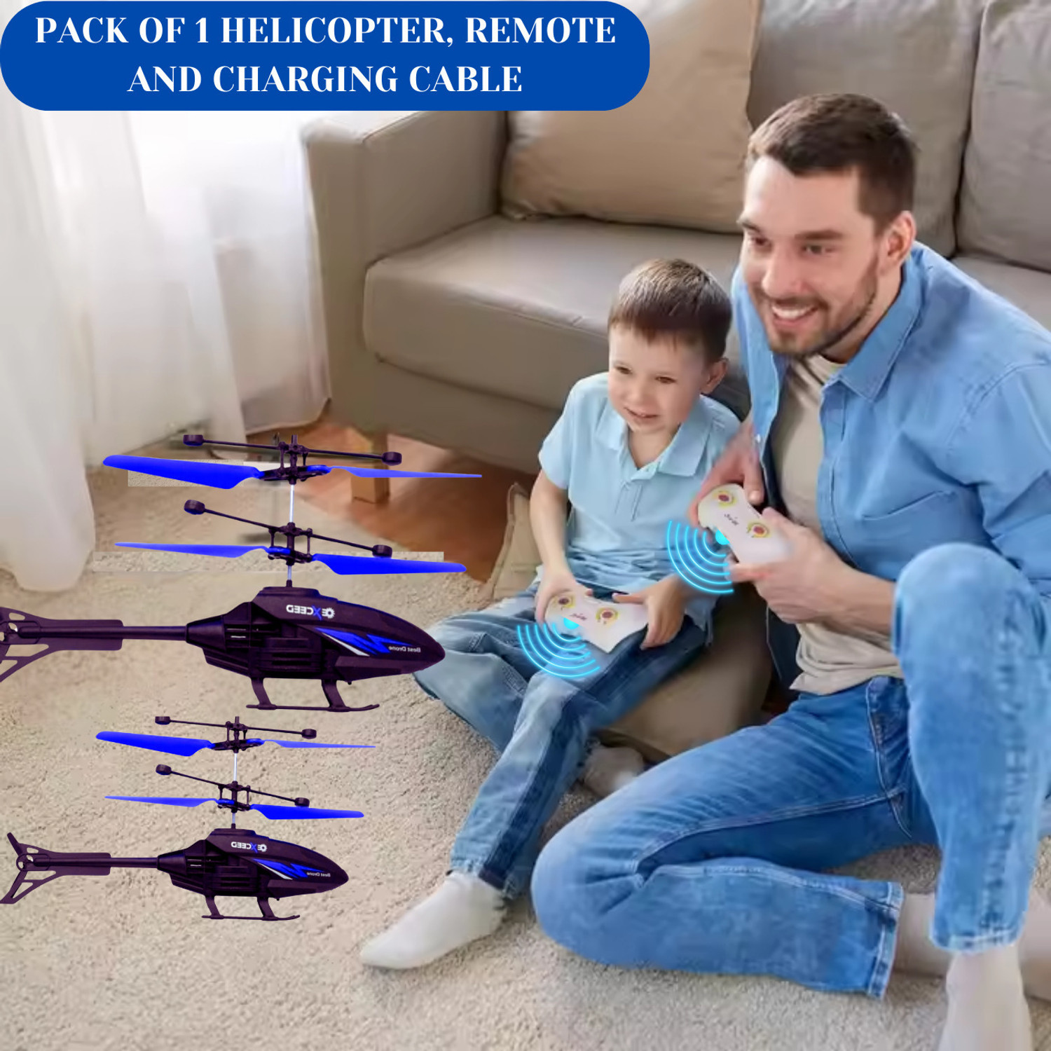 Image of DREAMY DEN Gravity sensor RC Helicopter with Safety Sensor and 3D Light - Pack of 1
