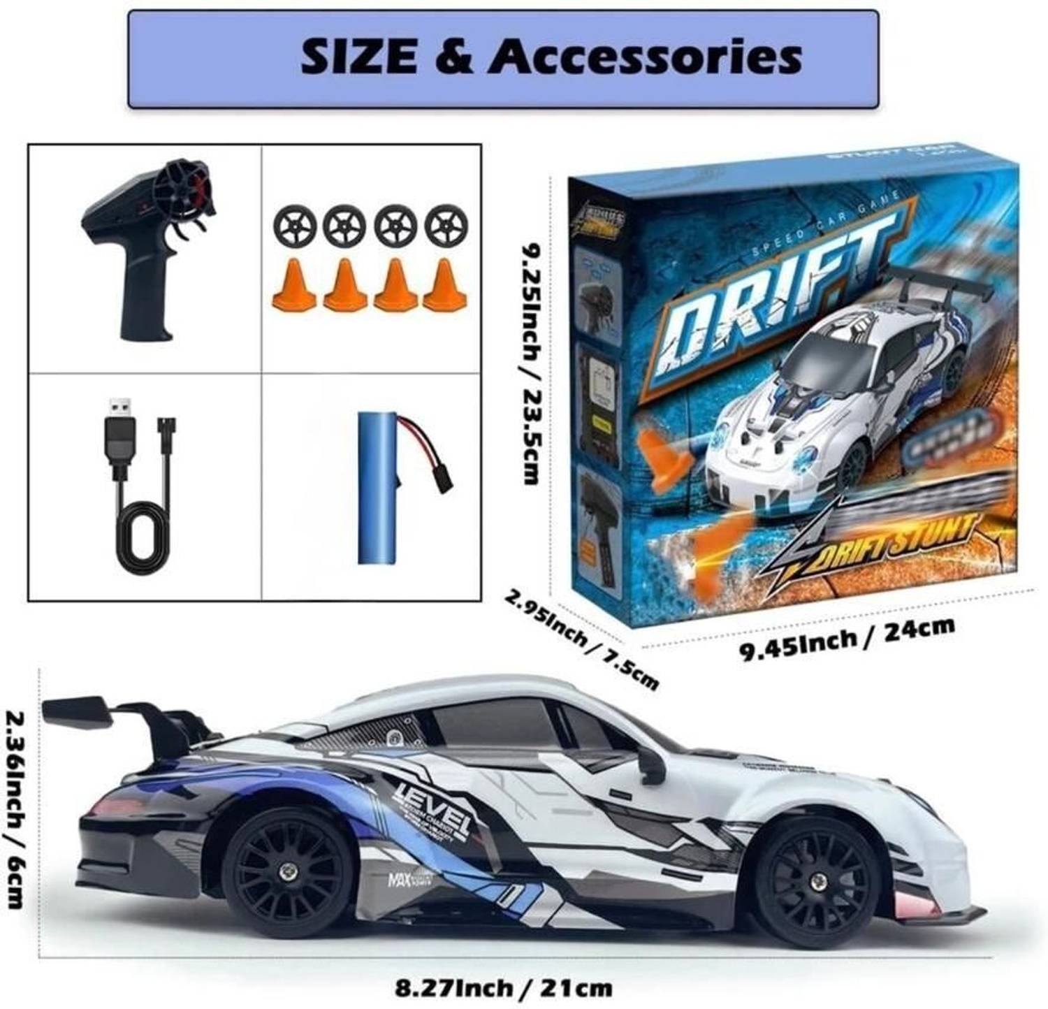 ETYMOCA RC Drift 1:24 4WD 2.4GHz Remote Control Car - Image 3
