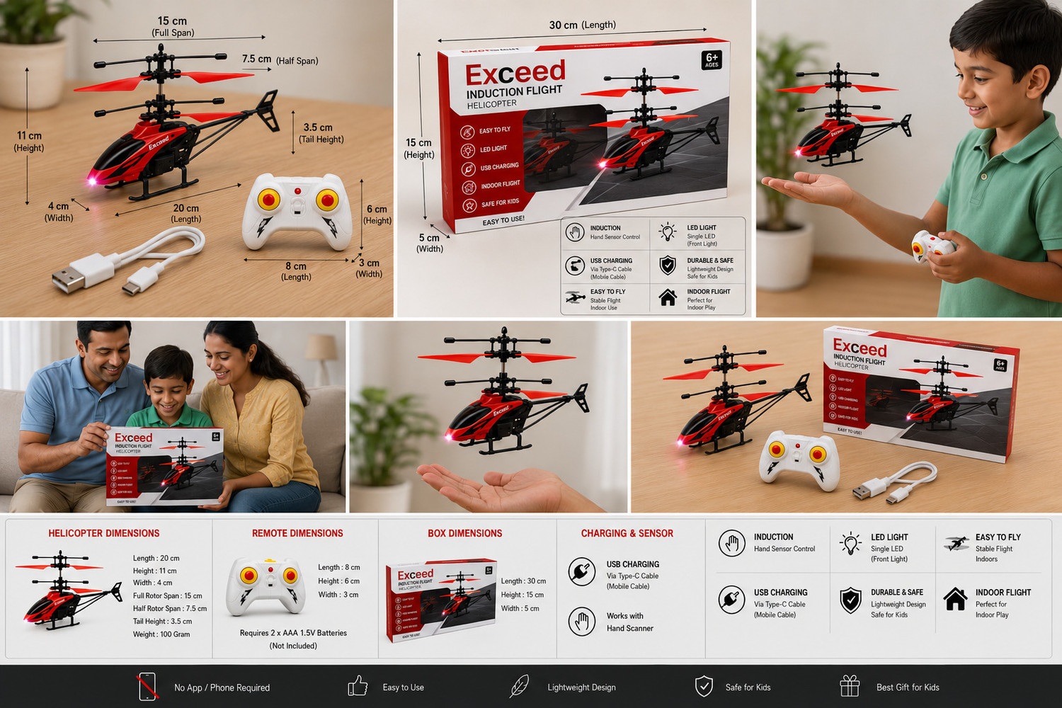 Image of Paras Nath Enterprises Rechargeable RC Helicopter Red for Kids