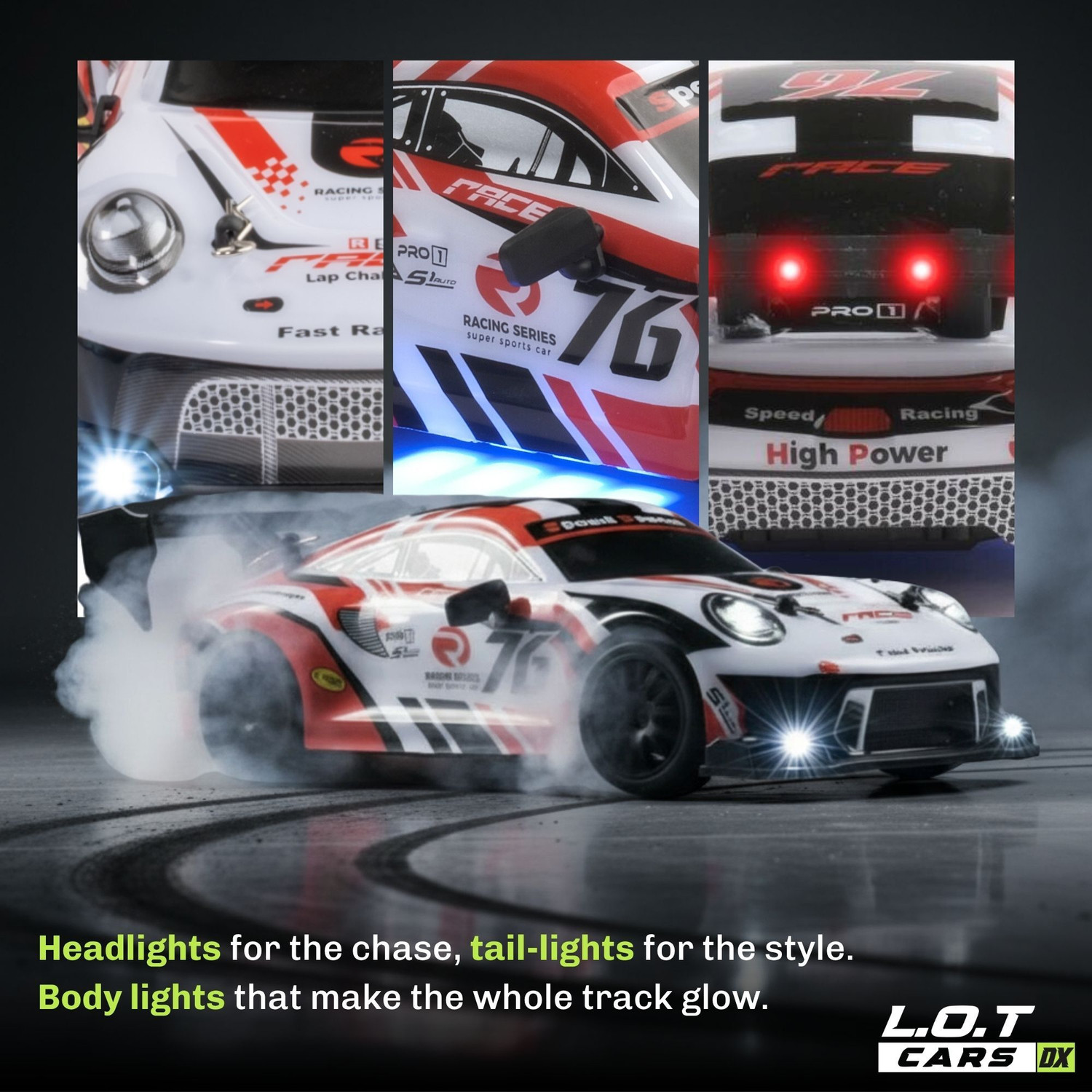 Image of L.O.T CARS Ghost Remote Control Car, 20Kmph, 2.4Ghz, Rc Drifting Car 4x4, Multi LED Lights
