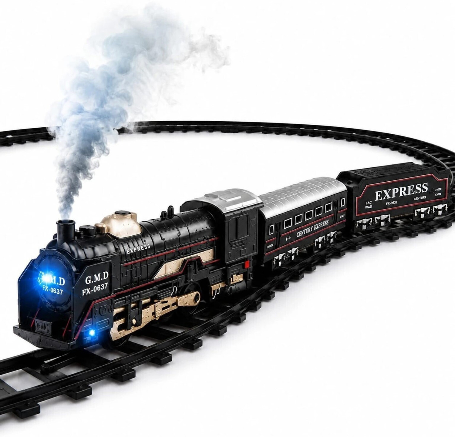 Image of DToys Classic Express Smoke Train Set Toy with Light Sound Track Kids Play Set