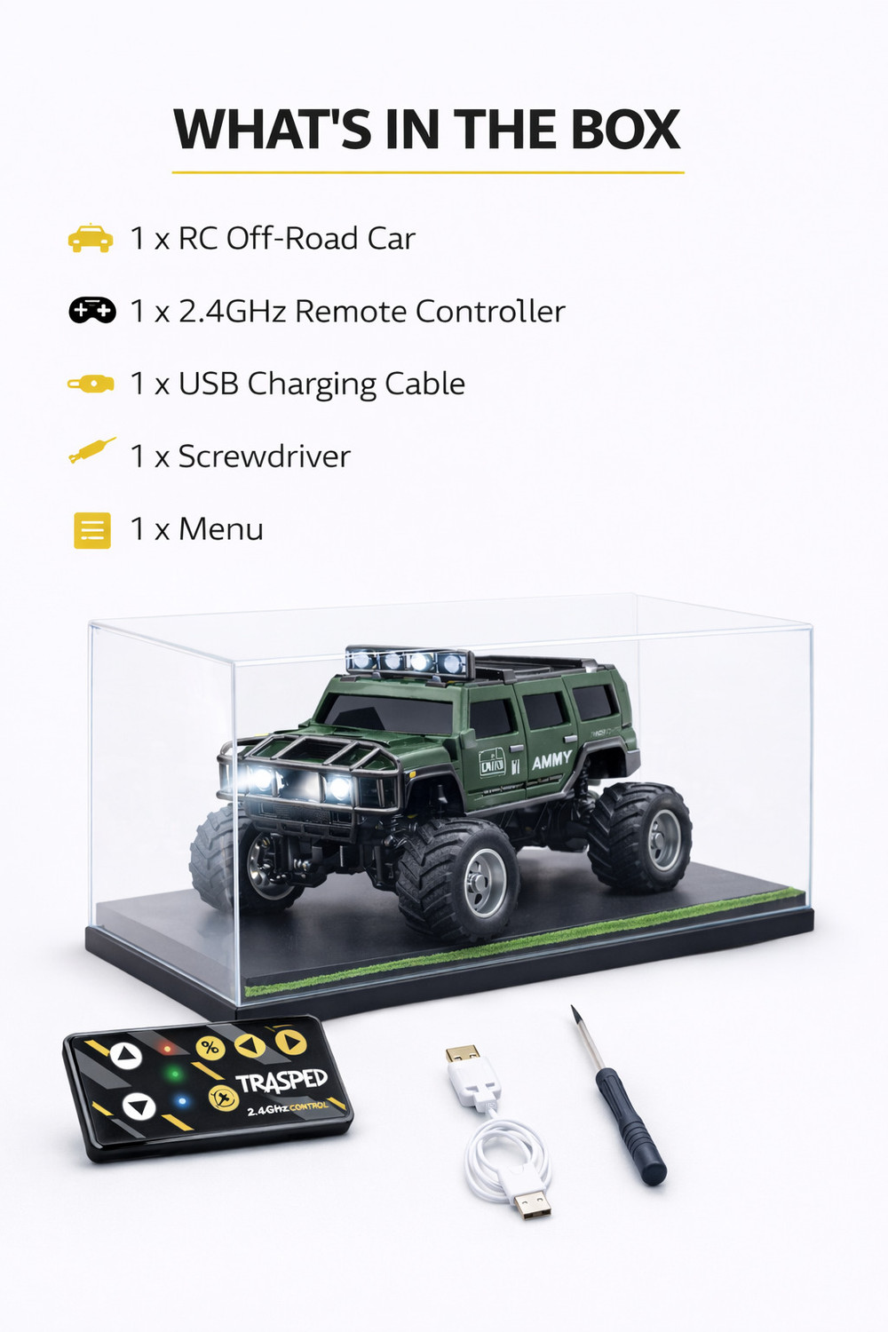 Image of GKNEX 1:64 Scale RC Hummer Style Truck Toy Big Wheel Remote Control car Kids