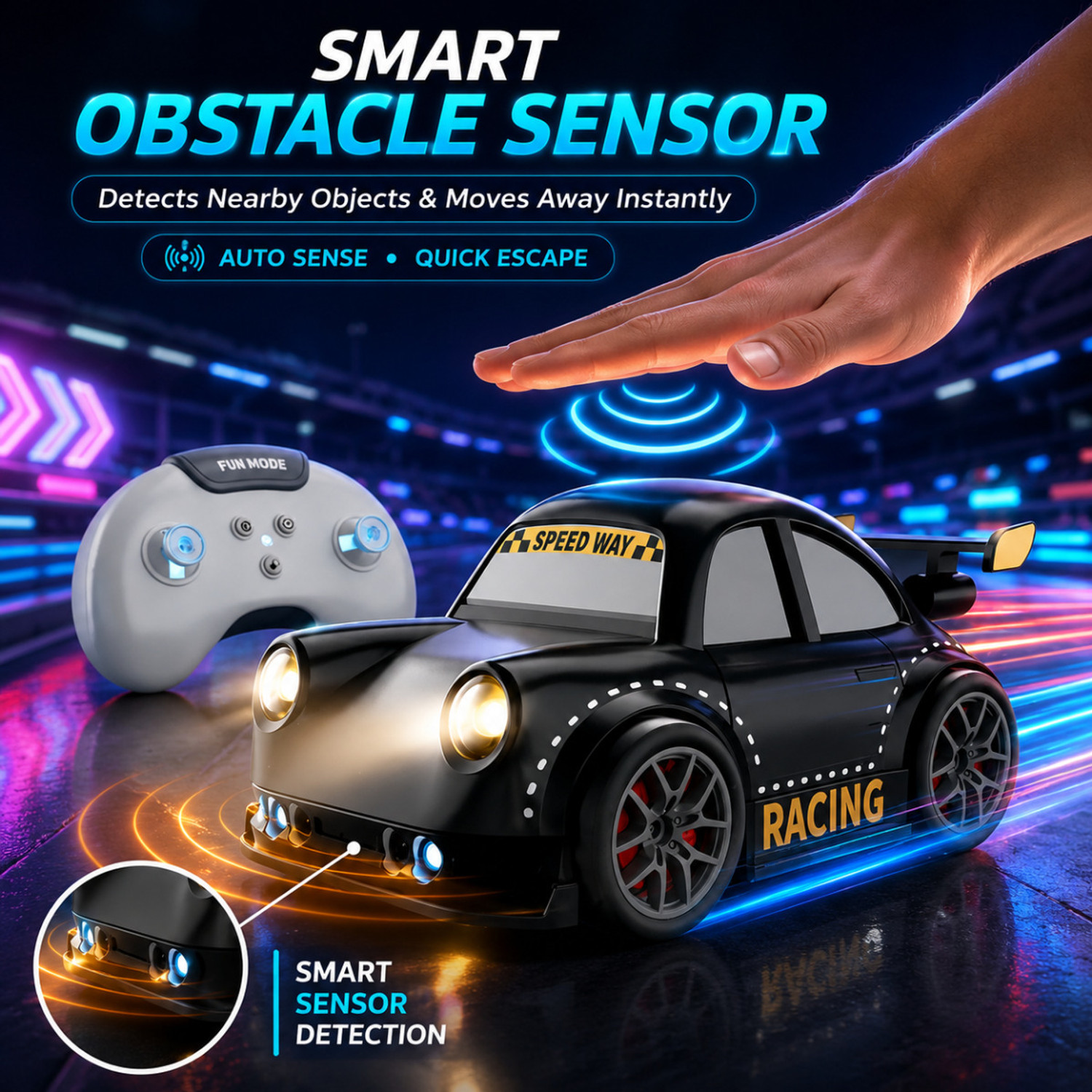 Image of yuvika RC Drift Smart Sensor 4WD Drift Car for adults with Led Lights & Music for kids