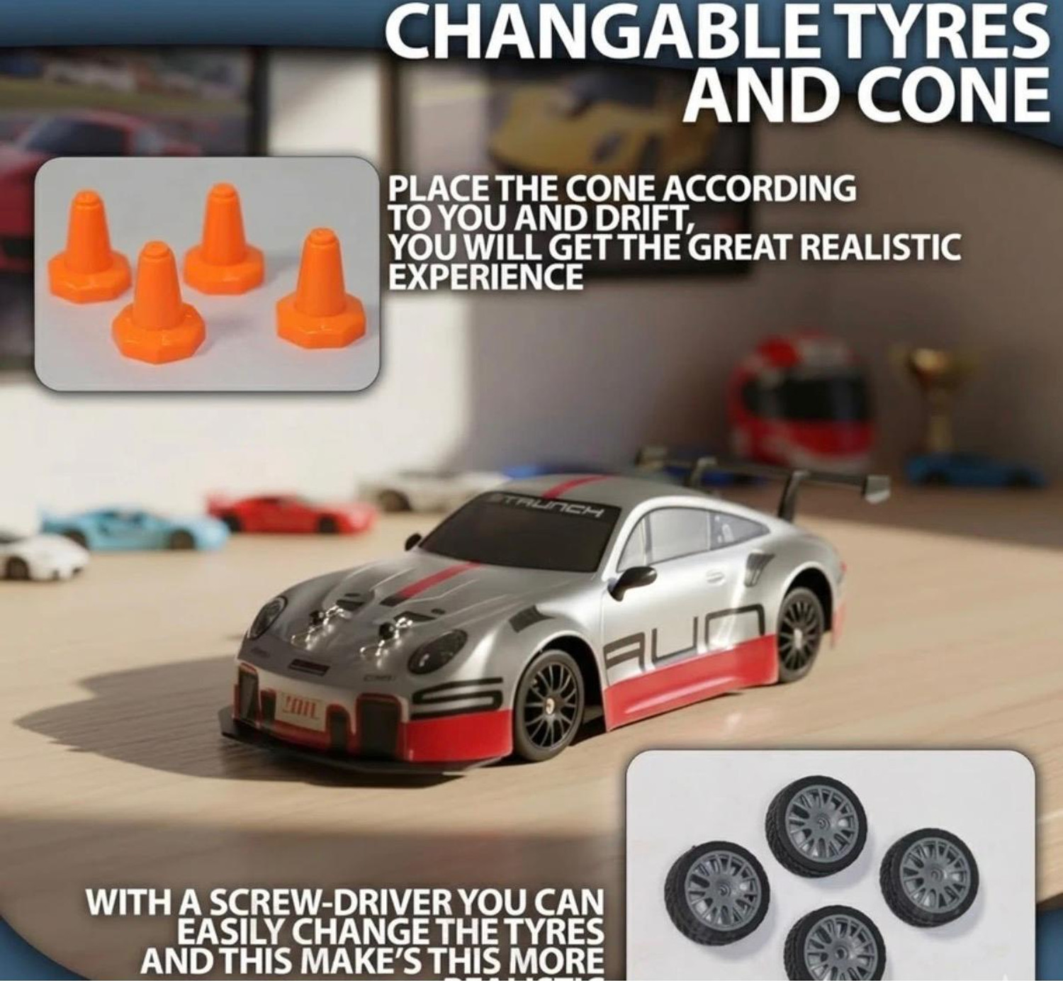 Image of J K INTERNATIONAL RC Drift 1:24 Scale 4WD 2.4GHz High Speed Remote Control Racing Car Rechargeable
