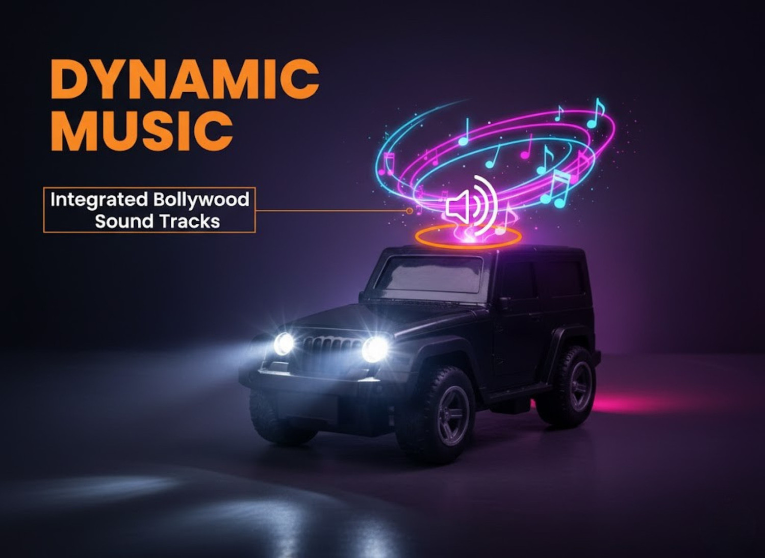Image of BAIRNINO Musical Thar Remote Control Car with Auto Drive Function & Glowing Headlights