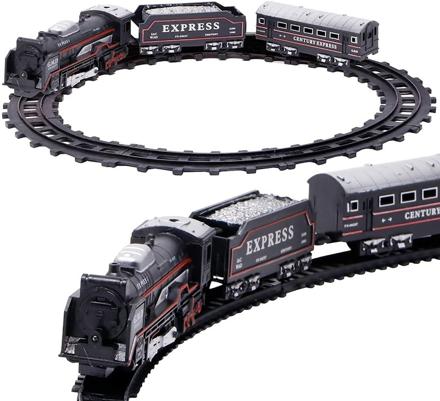 Image of Yuven Kids Battery Operated Toy Train with Smoke, Music & Easy Track Assembly
