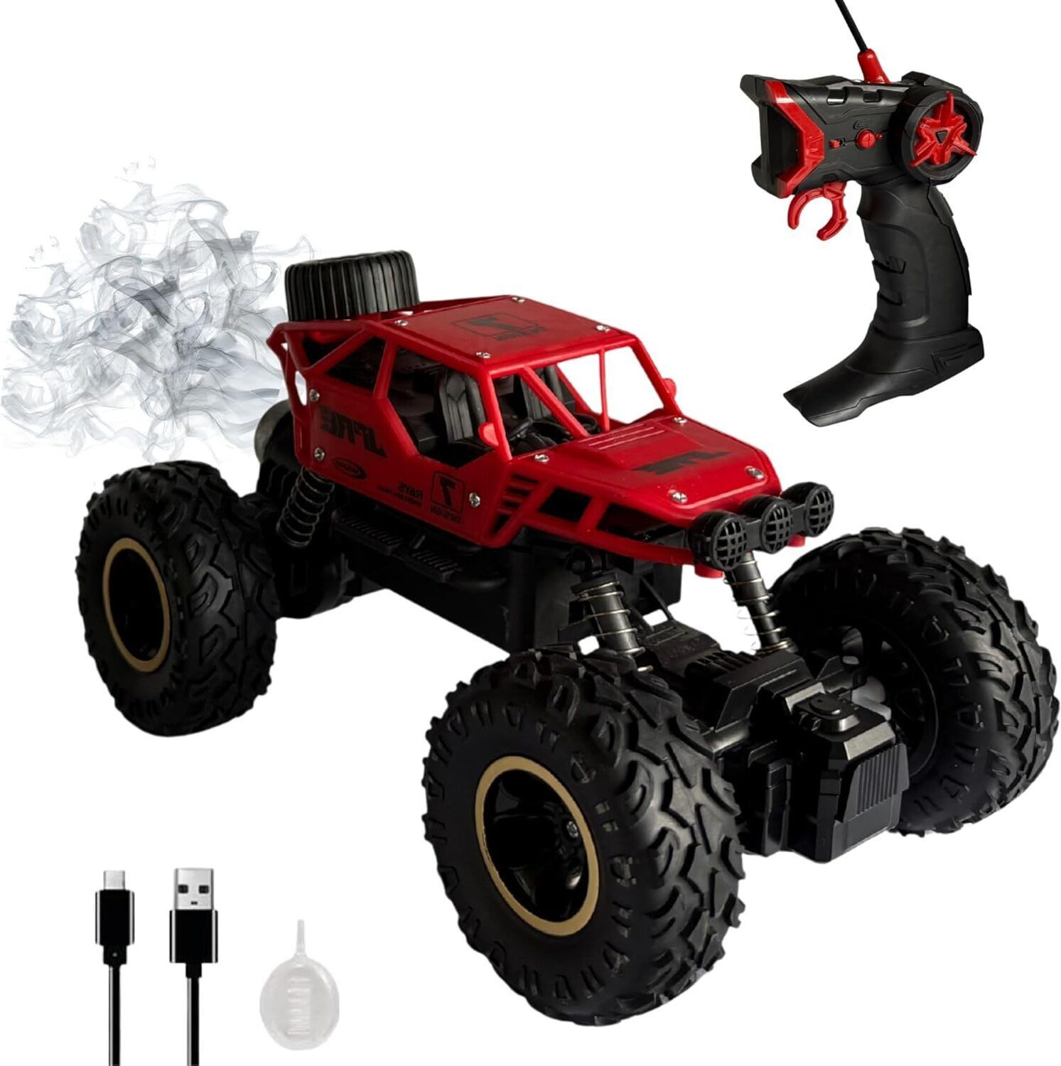 Image of LILPLAY Monster Truck, Rechargeable Remote Control Car for Kids, RC Car with Smoke