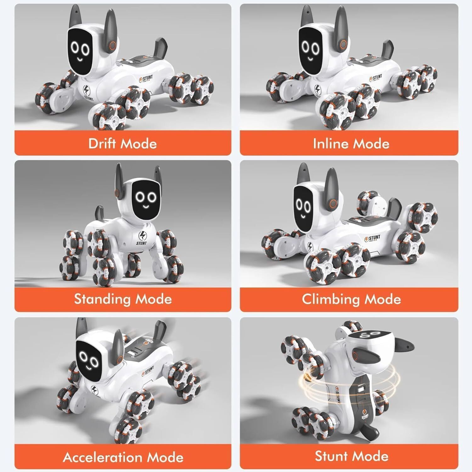 Image of PAPASpace 8WD RC Robot Dog Car 8x8 Stunt Vehicle with Light Music Rechargeable Toy for Kid