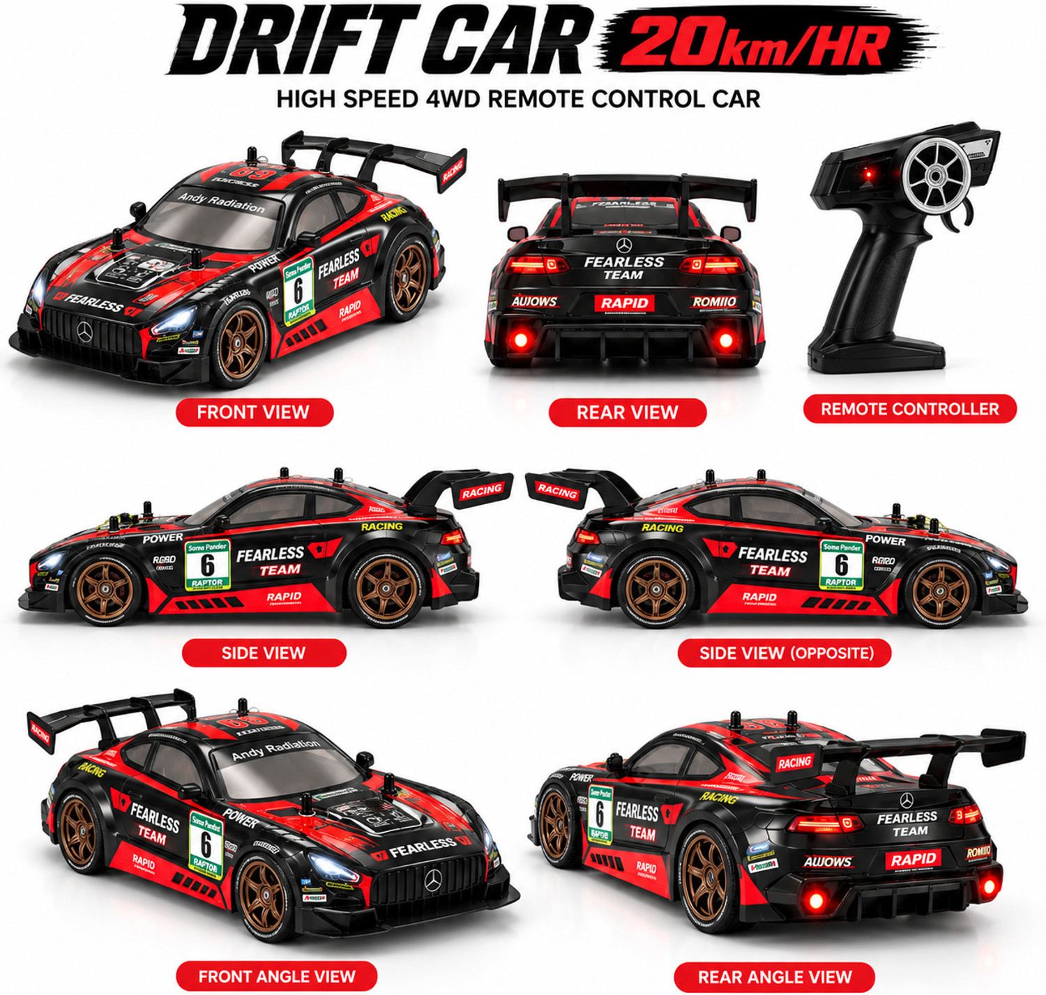 Image of MEMOBEES High Speed Remote Control Drift Car | Rechargeable Battery | 20 Kmph