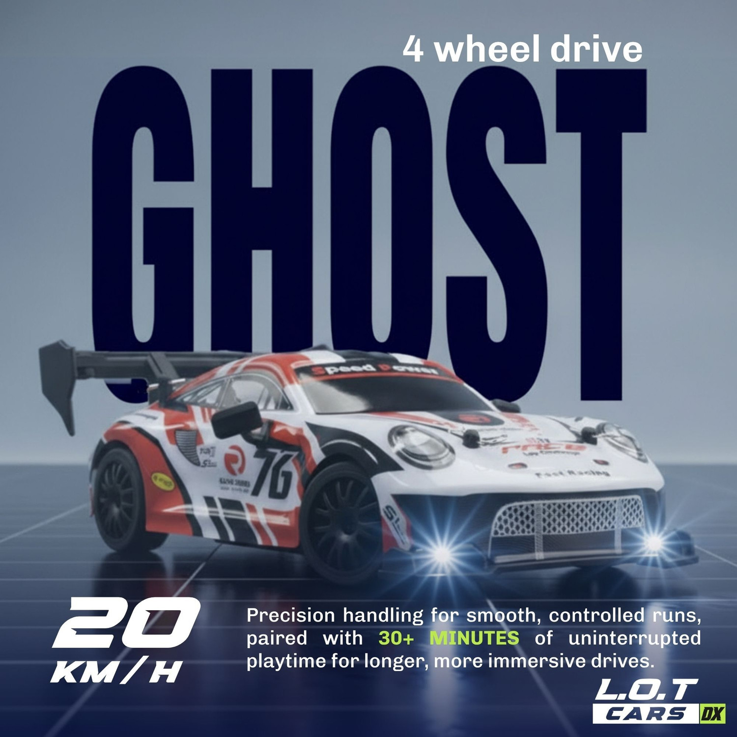Image of L.O.T CARS Ghost Remote Control Car, 20Kmph, 2.4Ghz, Rc Drifting Car 4x4, Multi LED Lights