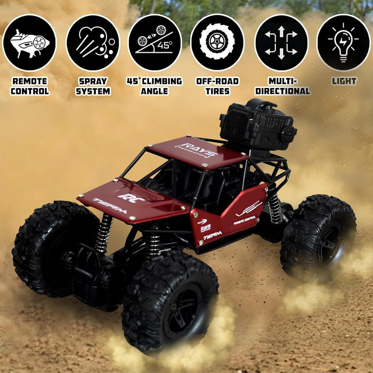 Image of FANSEEKART Blue Rock Crawler Car With Mist Smoke And Fully Remote Control Car