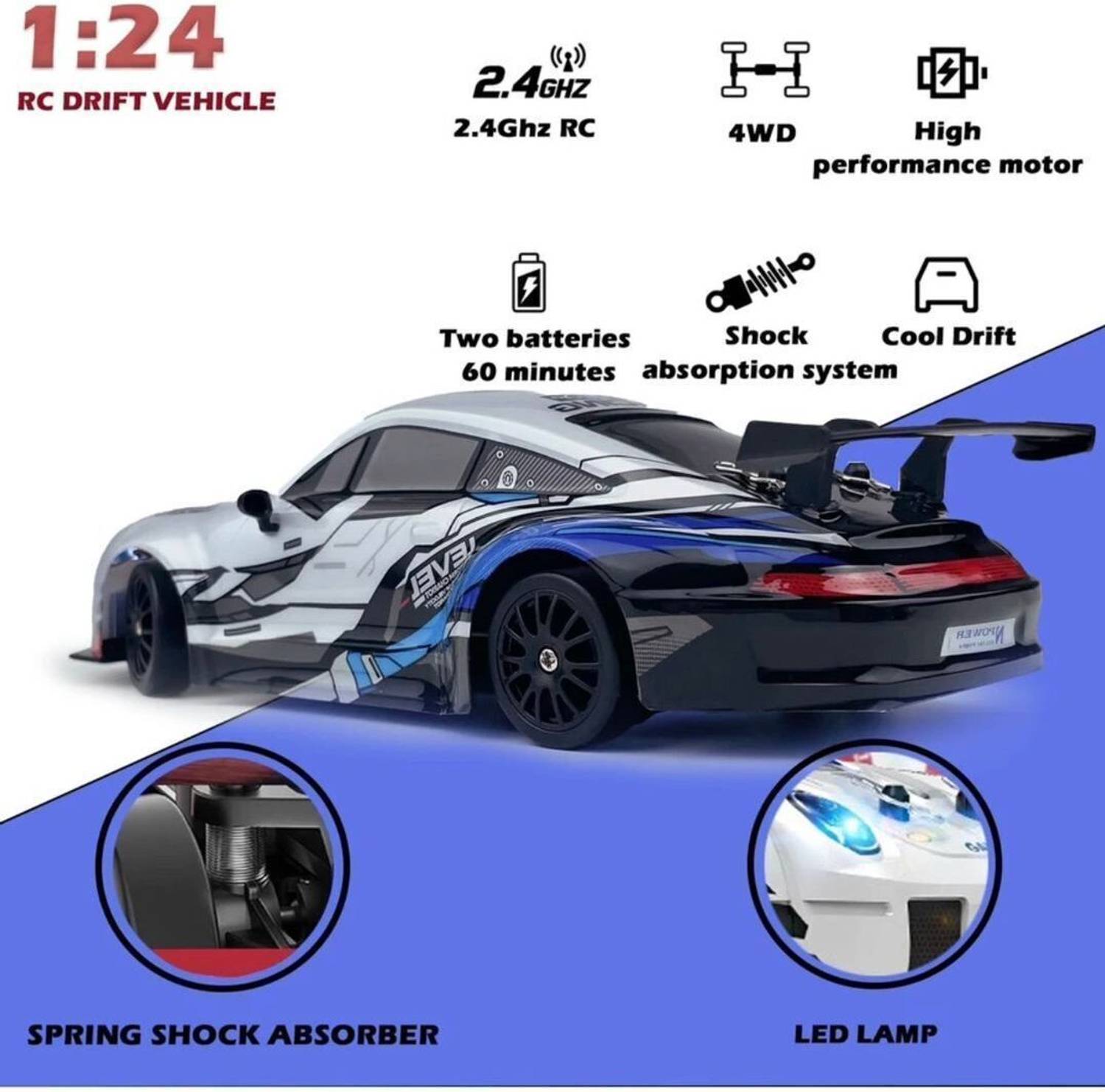 ETYMOCA RC Drift 1:24 4WD 2.4GHz Remote Control Car - Image 2