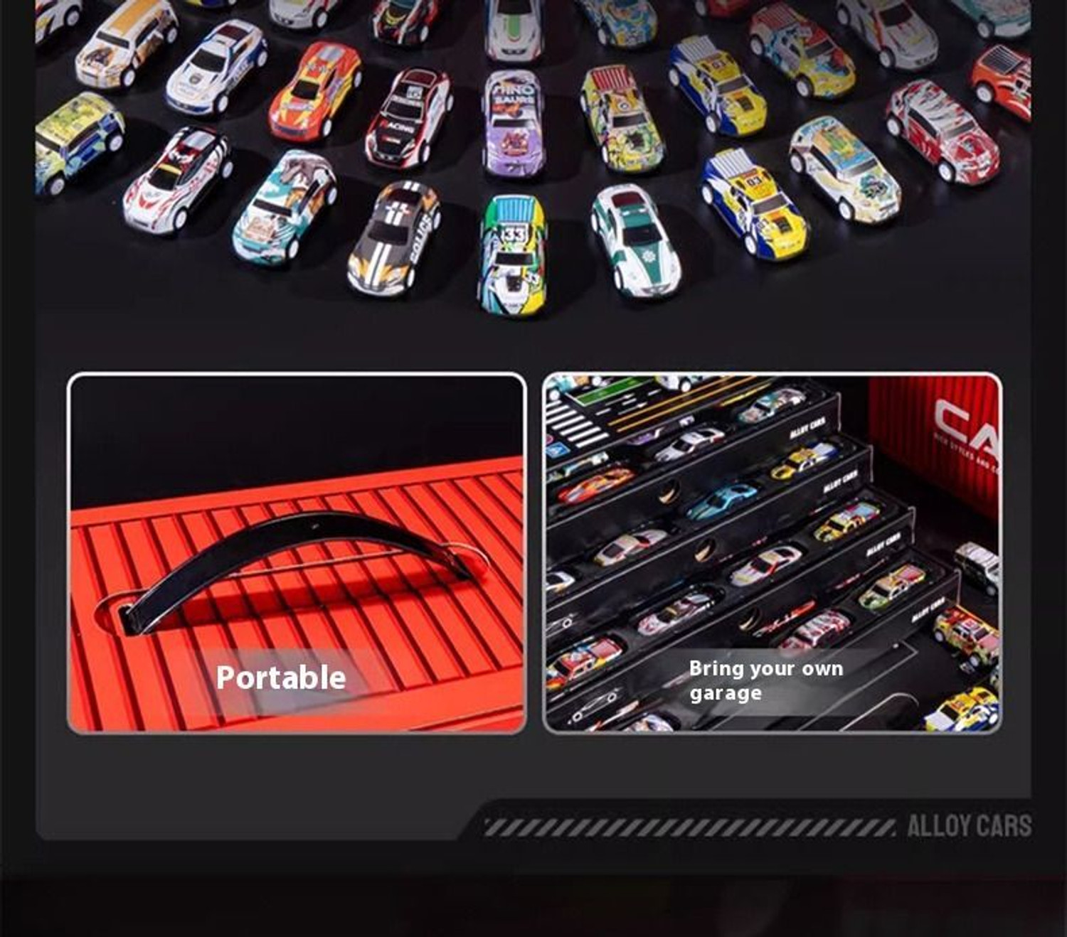 Image of Wengonvila 48 PCS Kids Racing Car Toy Set | Alloy Mini Cars with Storage Container