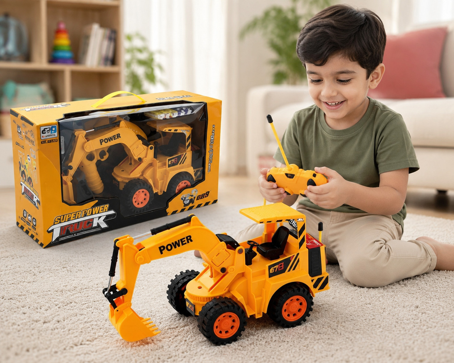 Image of APJ enterprise Remote Control RC Car JCB Toy with Working Bucket, Rechargeable Toy for Kids