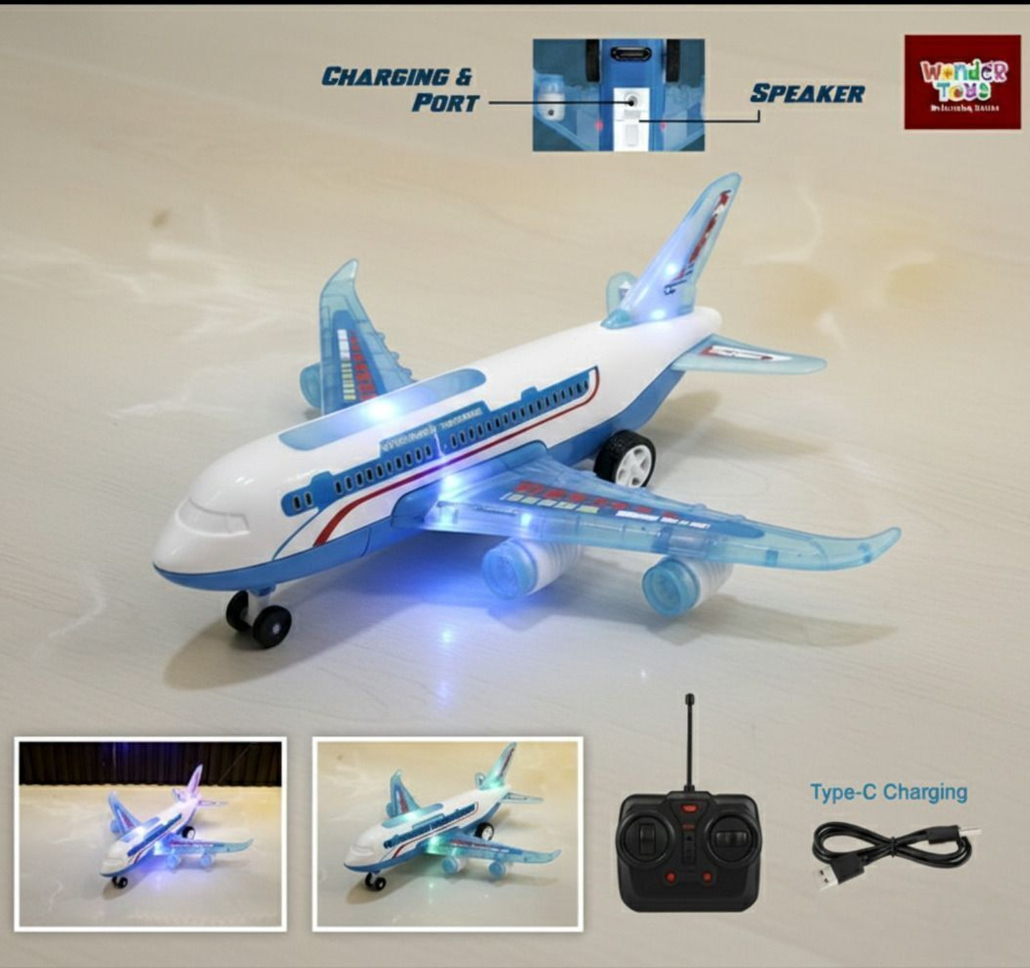 Image of Wonder Aeroplane Toy A-787 Airbus Full-Body Lights & Realistic Sounds for Kids
