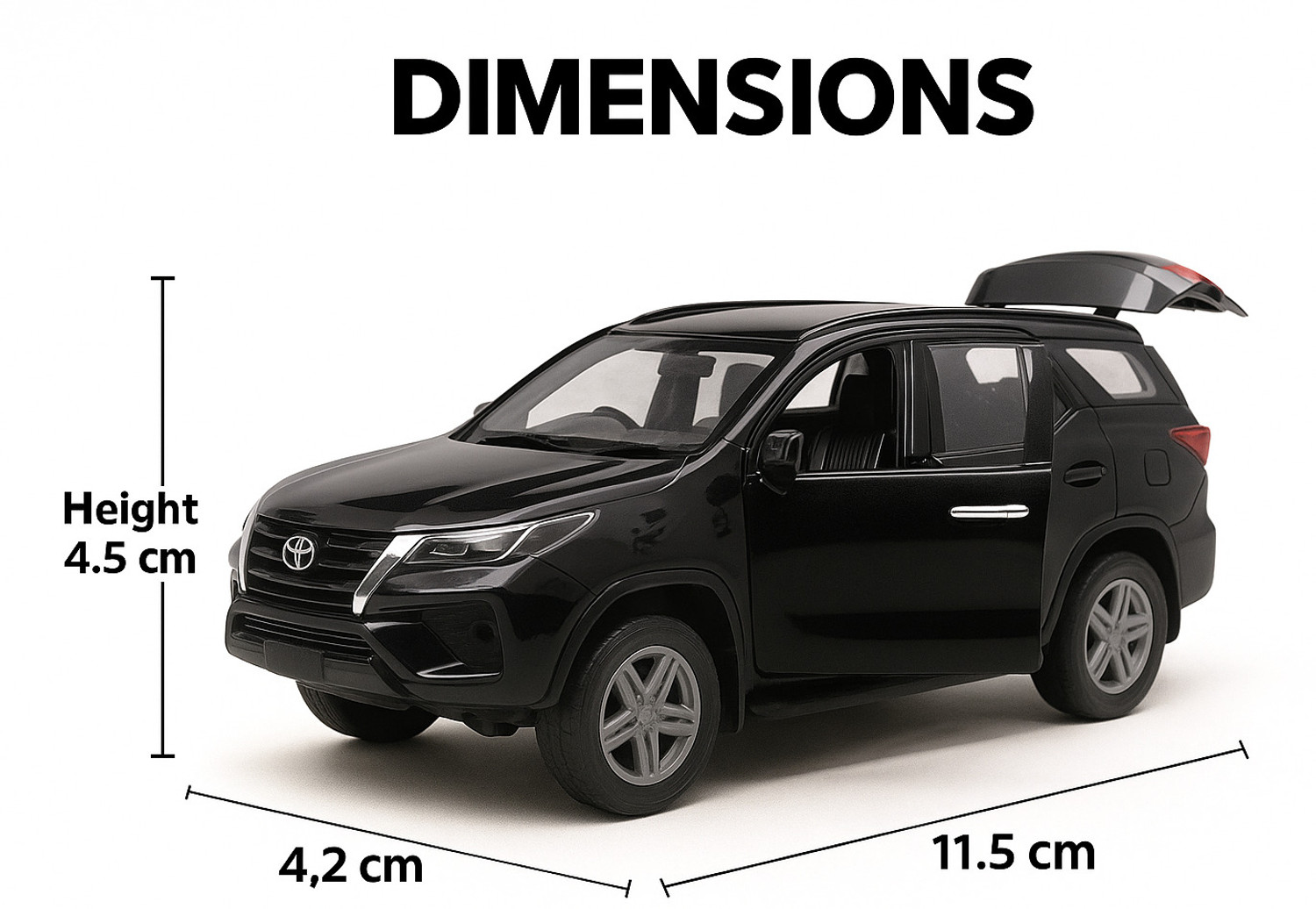 Image of crezor toys Toyota Fortuner Metal Body 1:36 Scale Toy Car with Pull Back Action