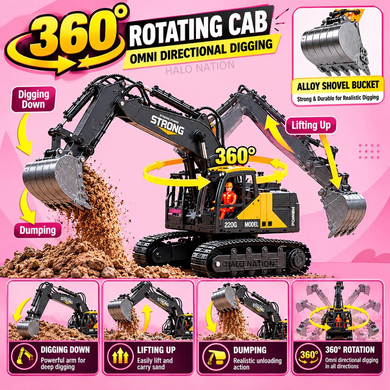 HALO 12Channel RC Excavator Rechargeable Truck - Image 5