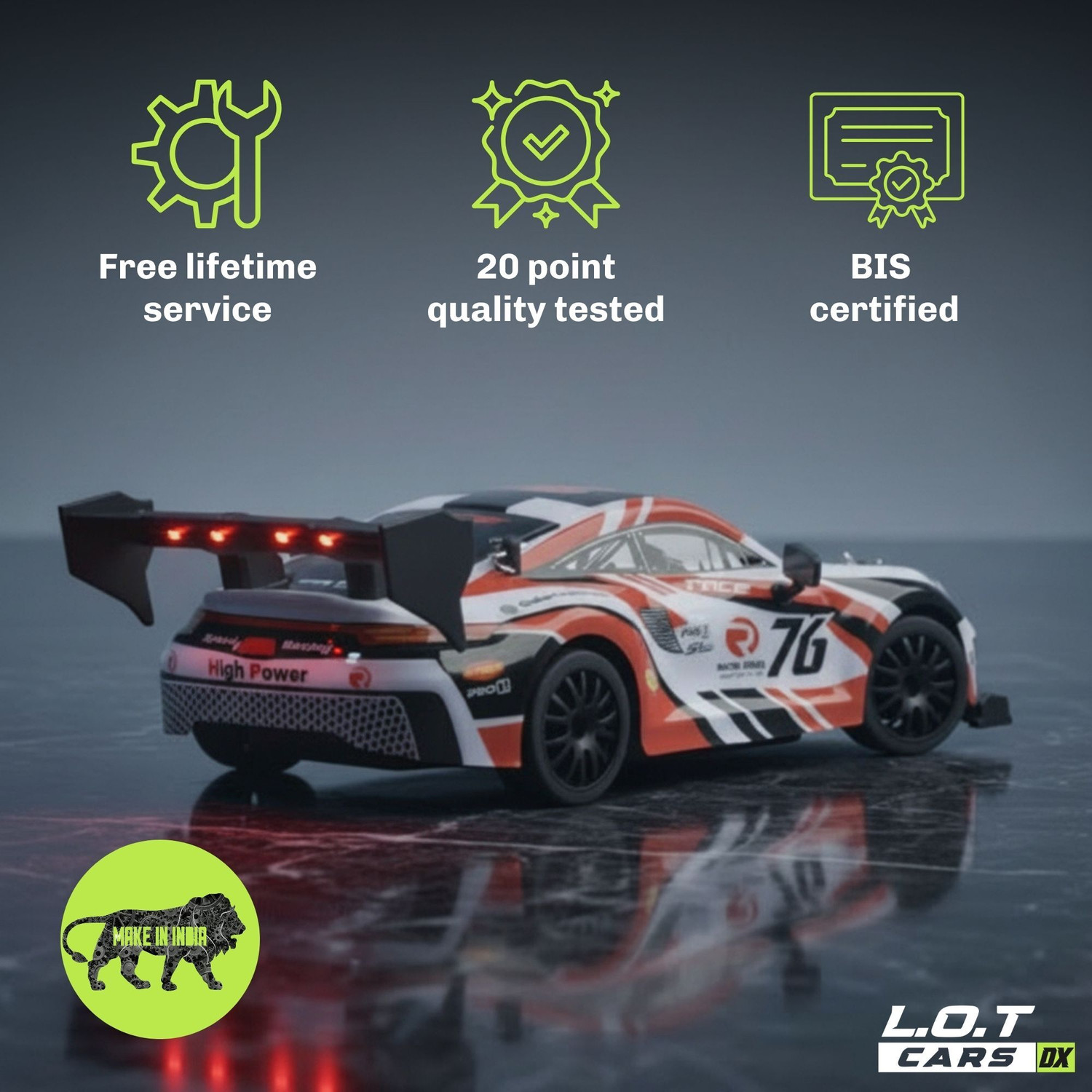 Image of L.O.T CARS Ghost Remote Control Car, 20Kmph, 2.4Ghz, Rc Drifting Car 4x4, Multi LED Lights