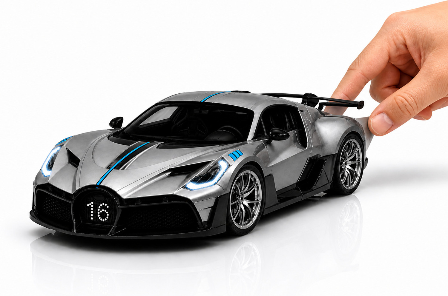 Image of crezor toys Scale 1:36 Bugatti Metal Toy Car with Light & Sound Pull Back Model Scale (Random Color)