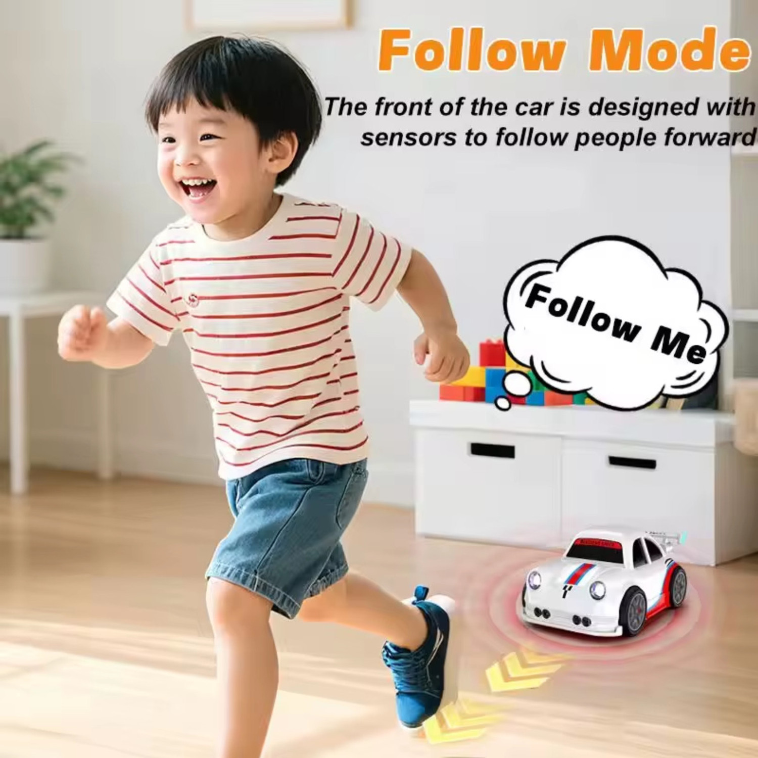 Image of R.V ENTERPRISES Remote Control Smart Sensor Drift Car with Follow me, Sensor, Music (Blac (Black)