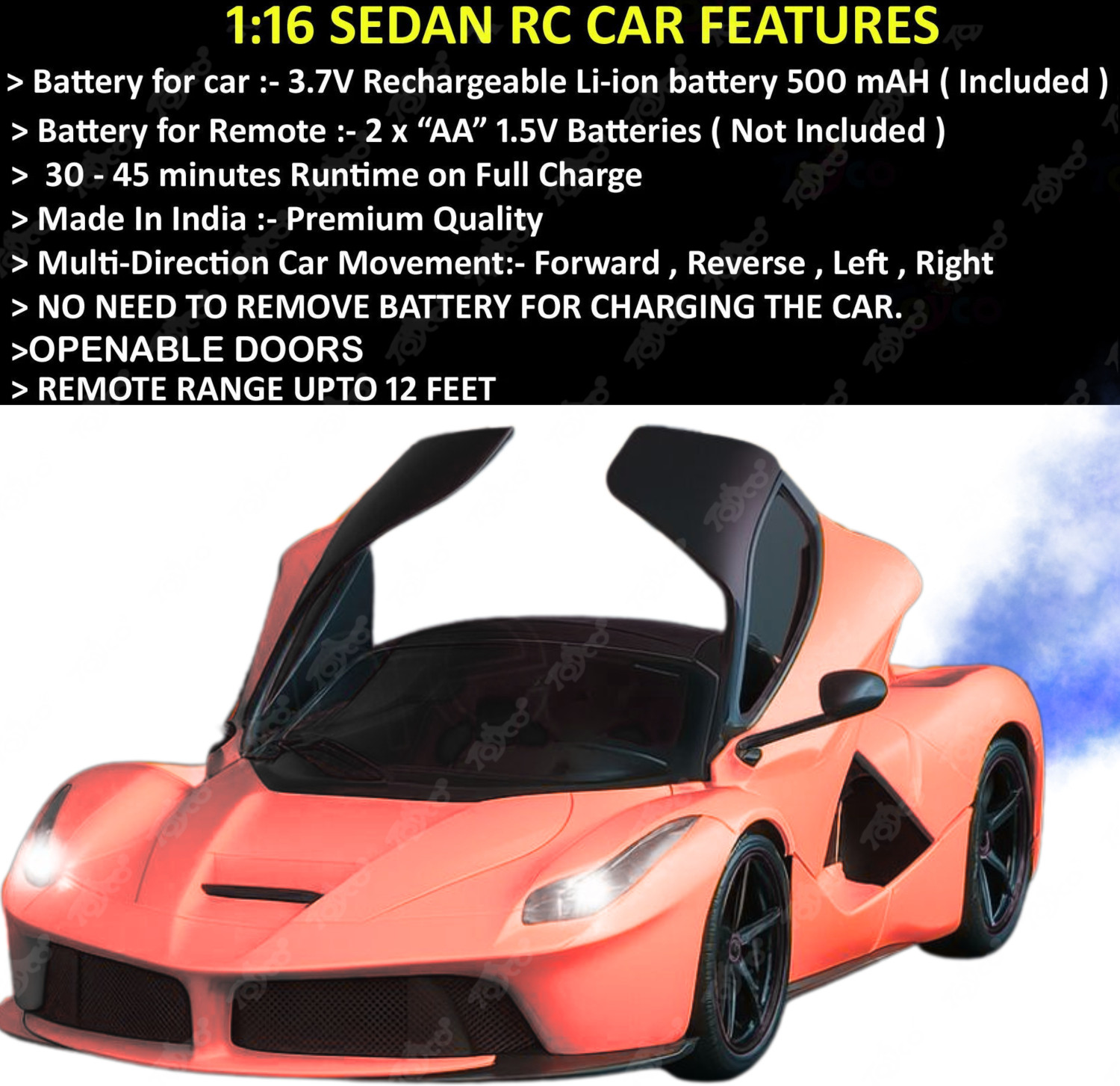 Image of ZODZE 1:16 Rock Crawler Offroad Monster RC Car with Smoke Function & Rechargeable Car