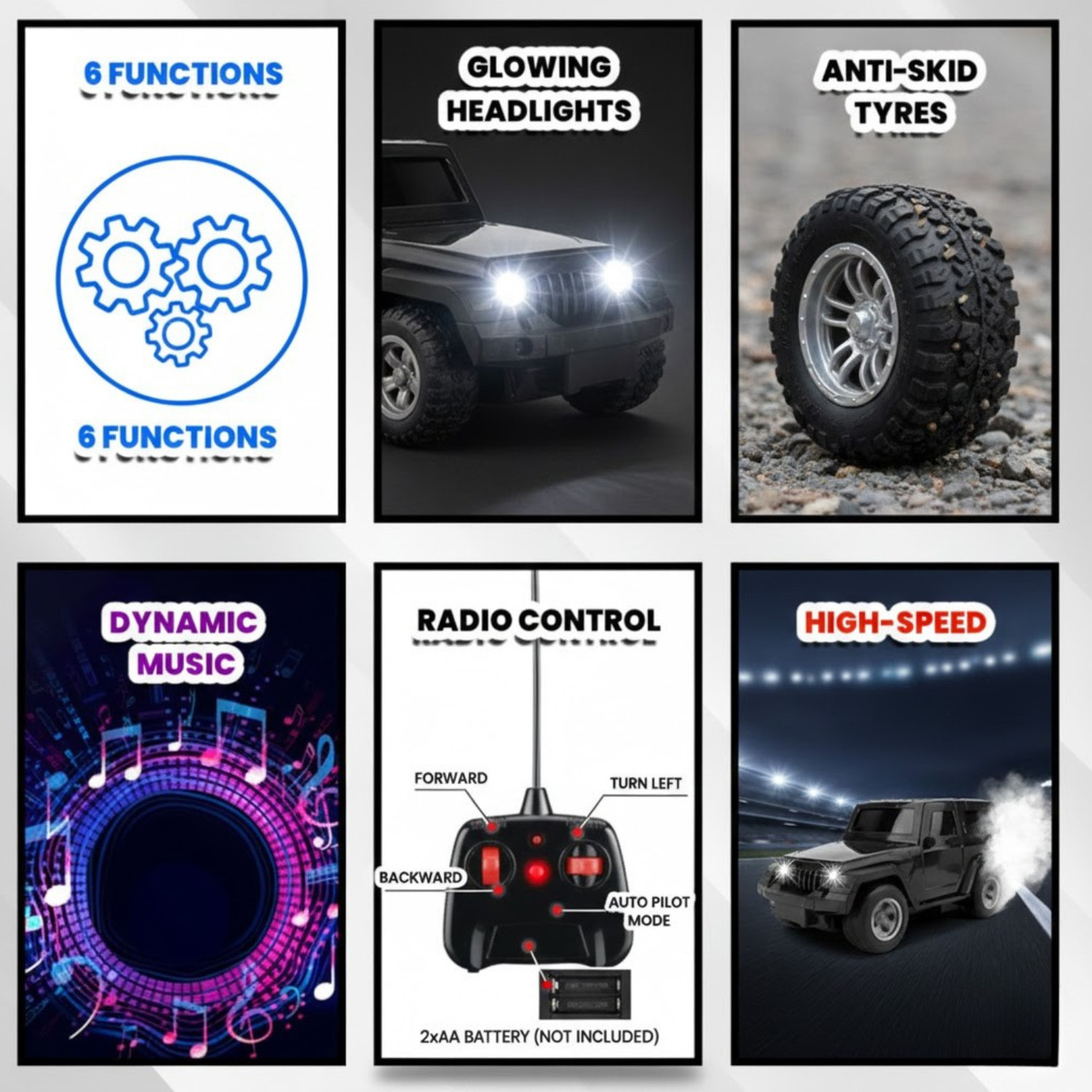 Image of BAIRNINO Musical Thar Remote Control Car with Auto Drive Function & Glowing Headlights