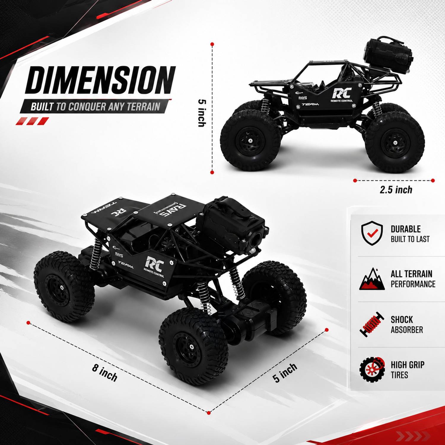 LITTLE RIDES Rock Crawler 1:16 Offroad RC Car - Image 3