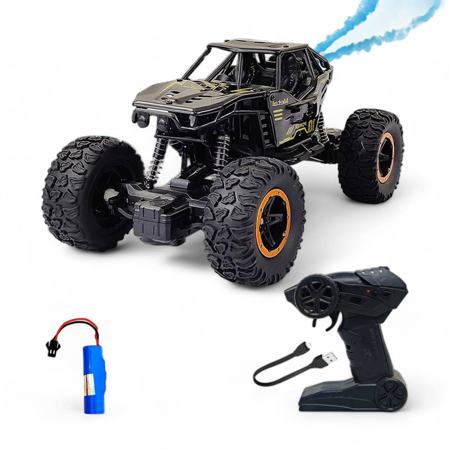 FANSEEKART Remote Control Metal Car for Kids with Mist Smoke Monster Truck rock crawler_KF9