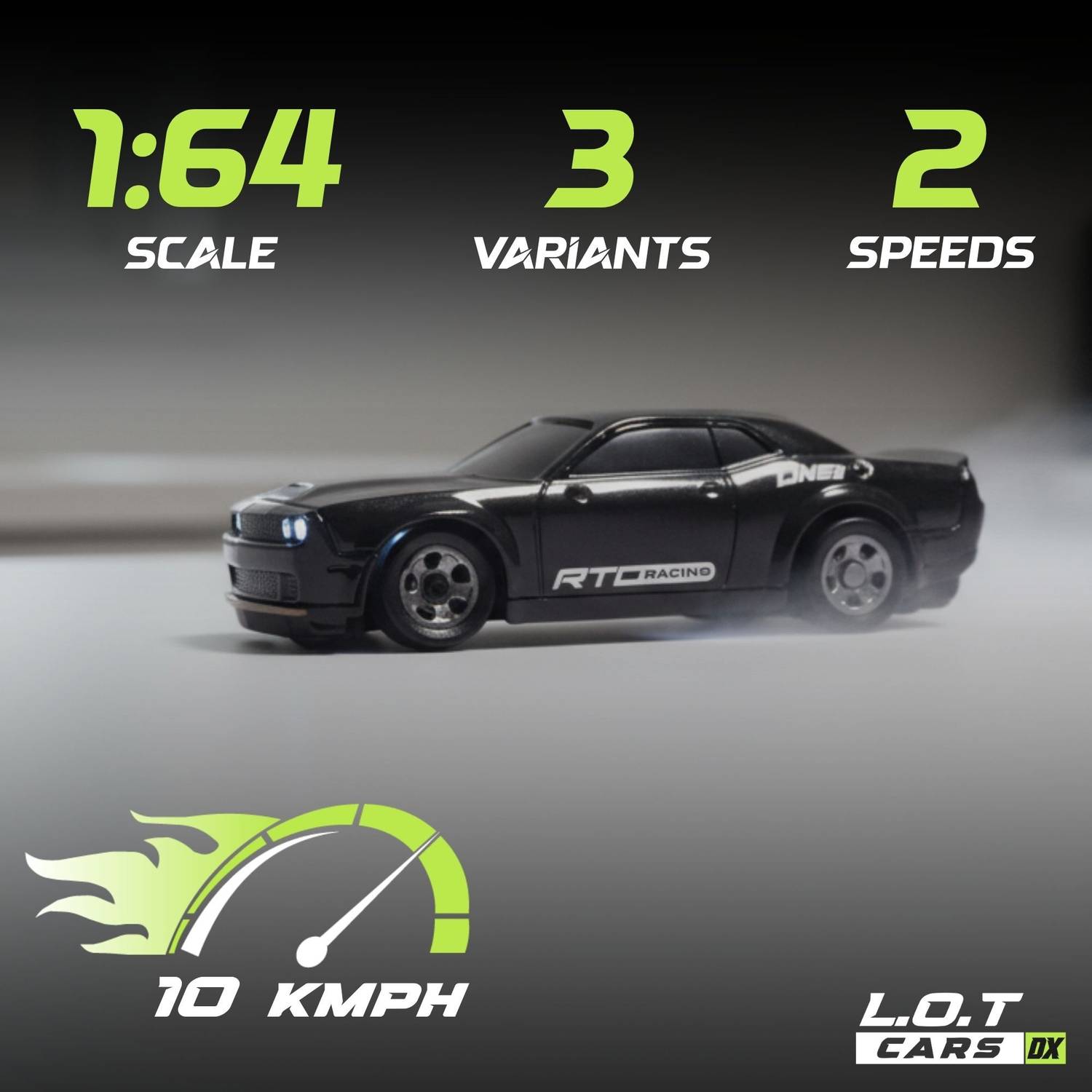 L.O.T CARS Nitro Mini RC Drift Car, 1:64 Scale, 2 Speed Modes, Multi - Image 3
