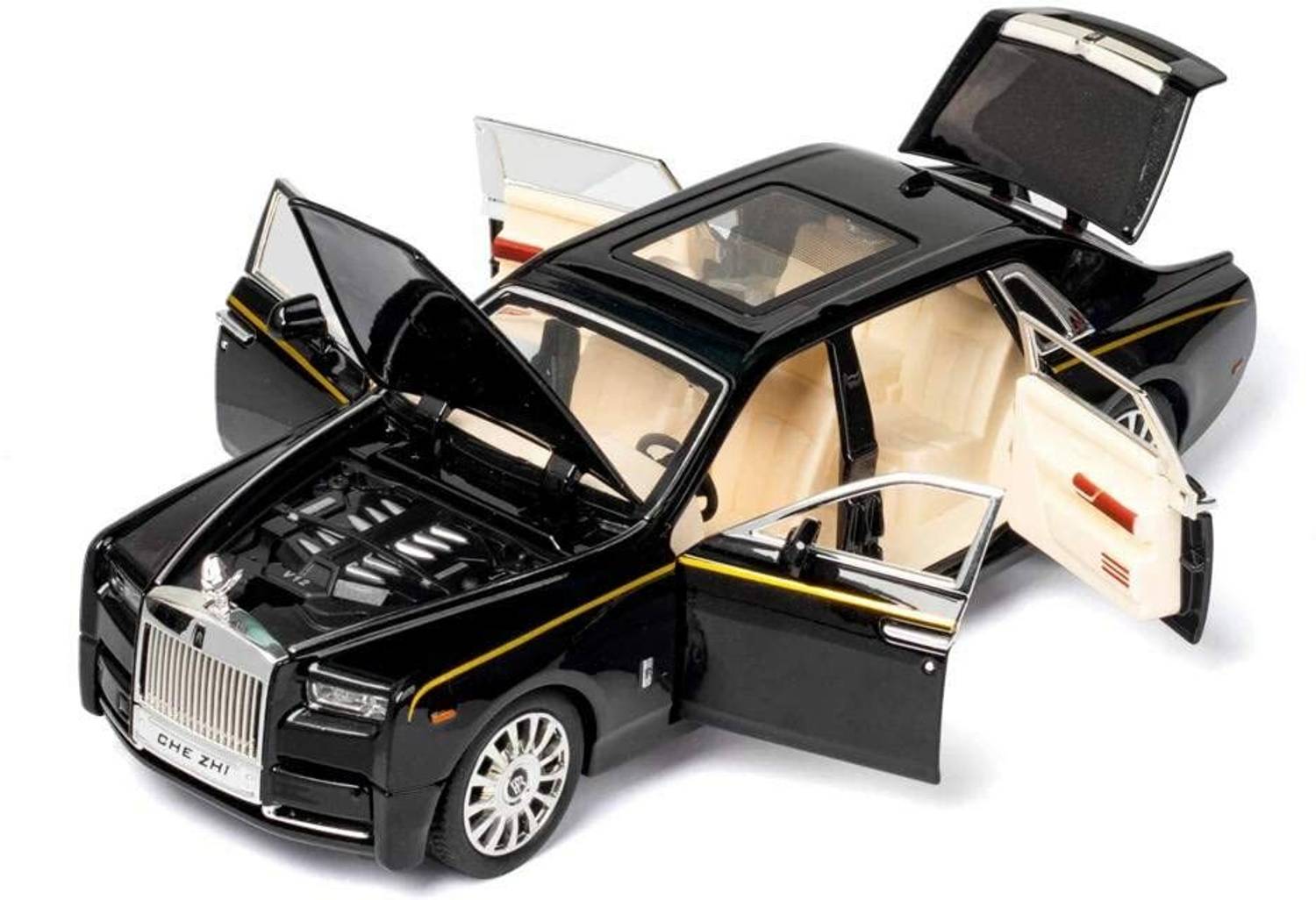 Akvanar 1:32 Rolls Royce Phantom Metal car Toy Open Door with Light Music multicolor