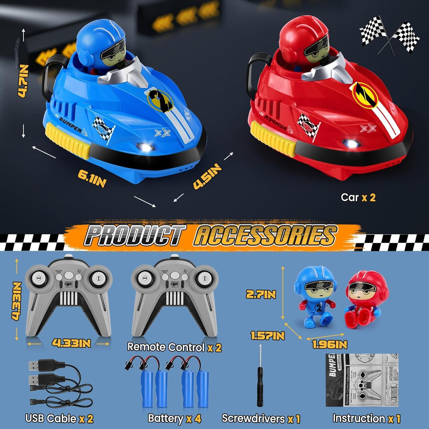 Image of calyxia RC bumper racing car toy set featuring two colorfull cars red and blue toy