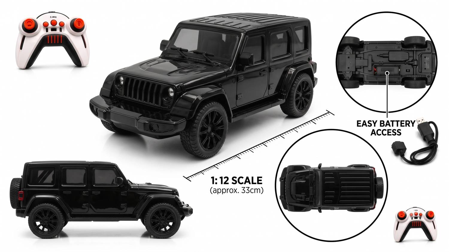 Pick N Nick Toys Black Thar Roxx R/C Car Toy - Image 2