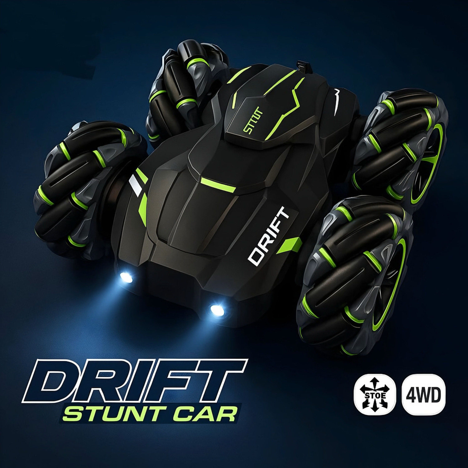 Image of joymax High Speed 4WD 360 Drift Stunt Car Remote Control Toy with LED Lights & Sound