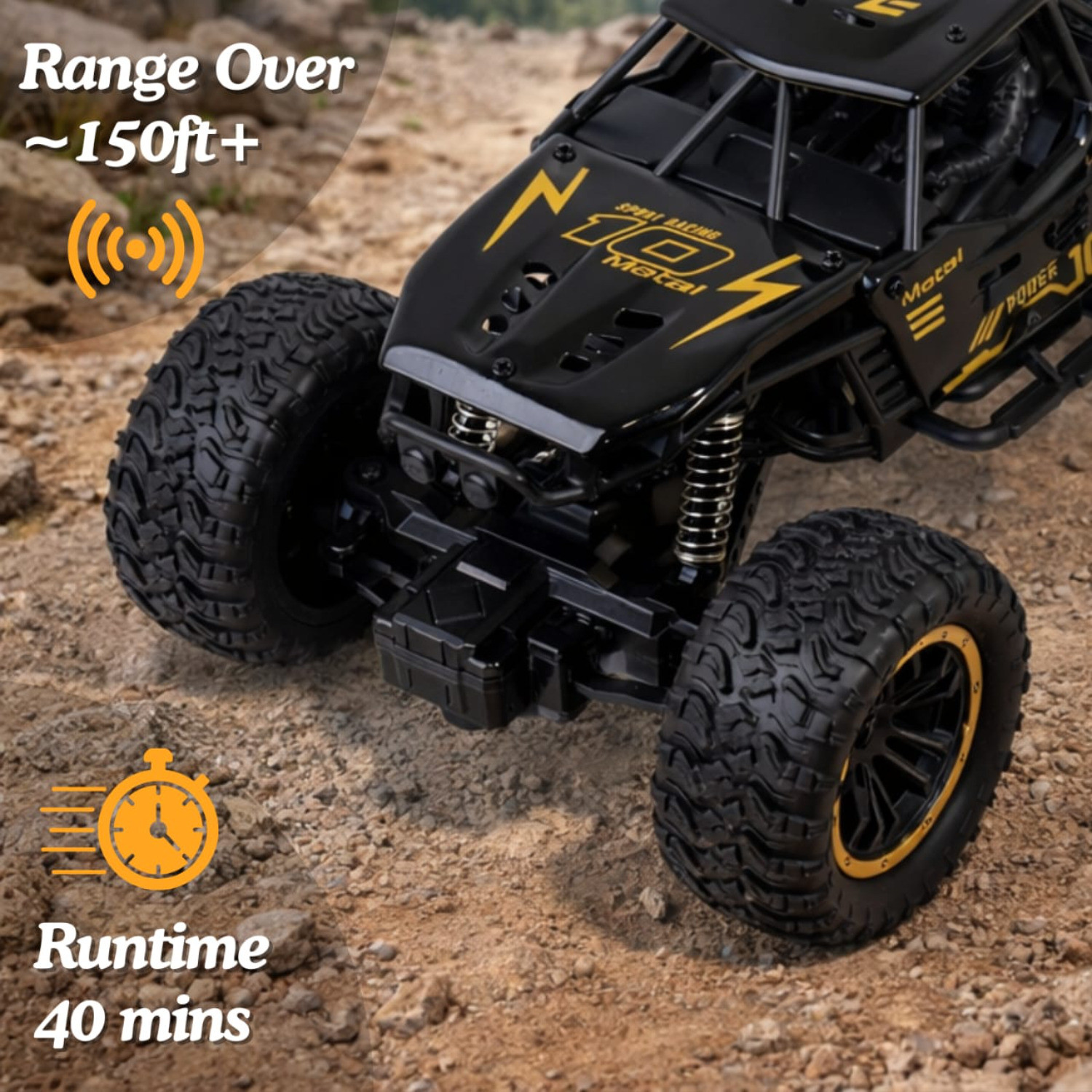 Image of frendo Remote Controlled Rock Crawler RC Monster Truck, 2.4G, 1:18 Scale (Black)