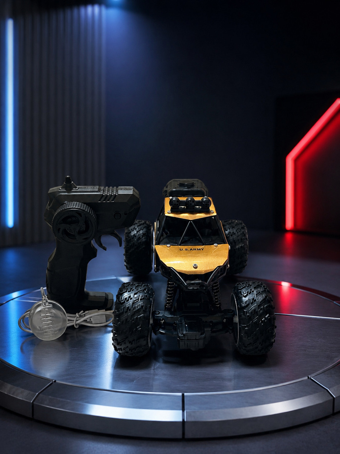 Image of Little mitra Remote Control Off Road Monster Truck Toy (Black, Gold)
